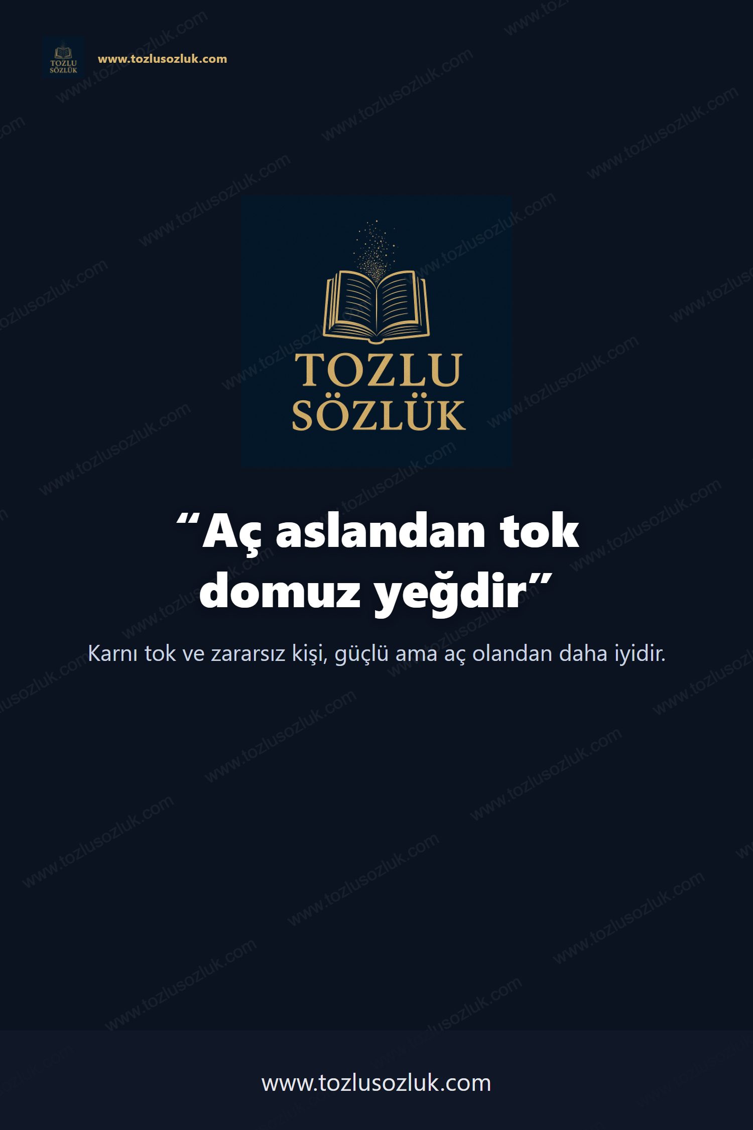 Aç aslandan tok domuz yeğdir Pinterest görseli