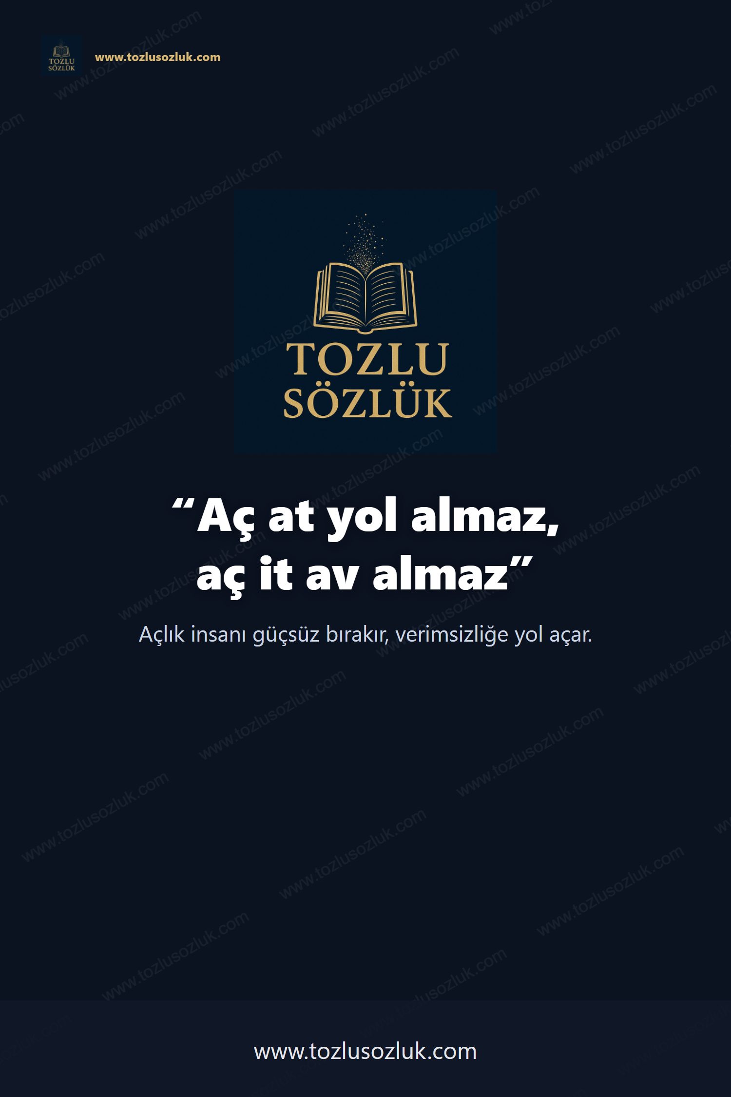Aç at yol almaz, aç it av almaz Pinterest görseli