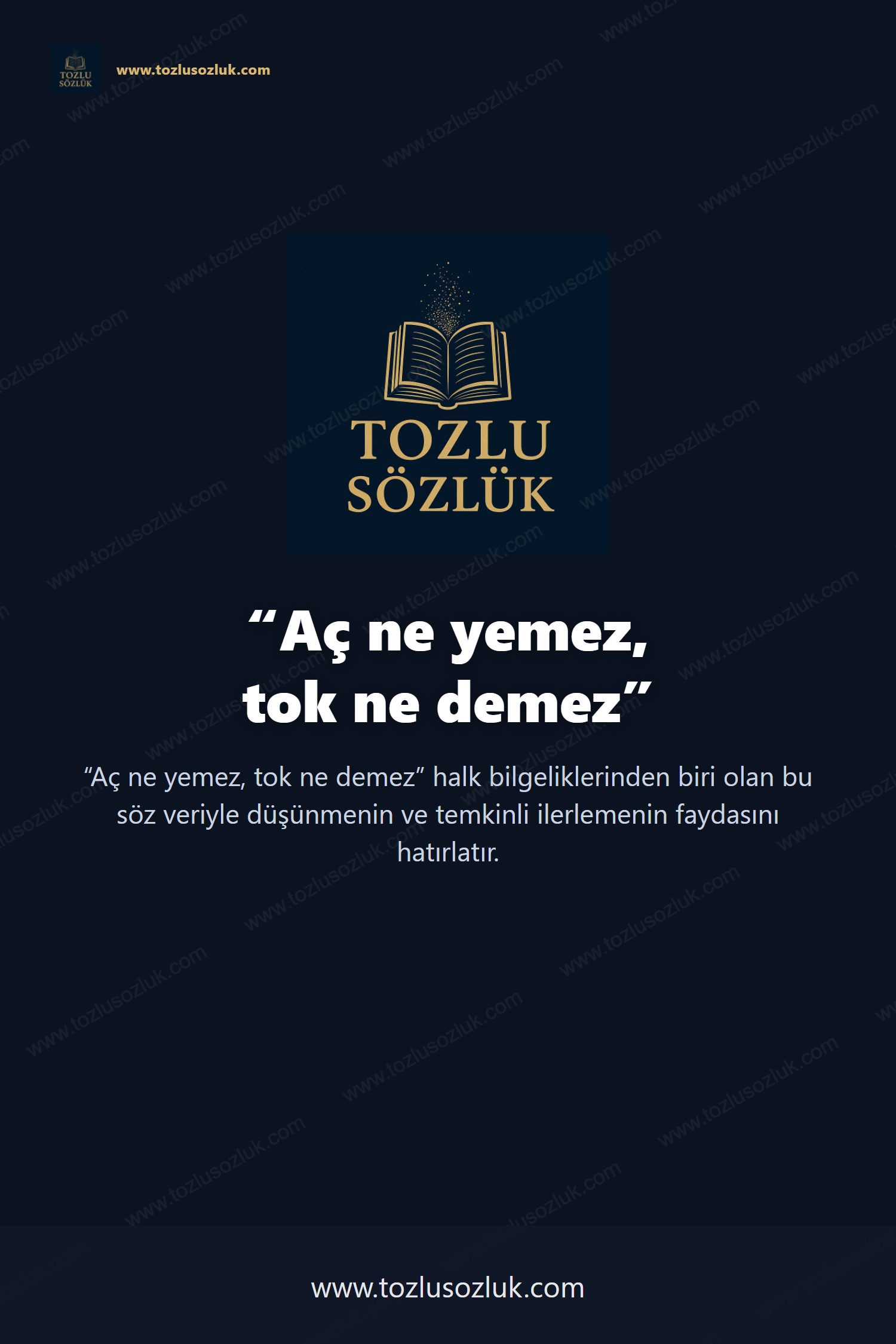 Aç ne yemez, tok ne demez Pinterest görseli