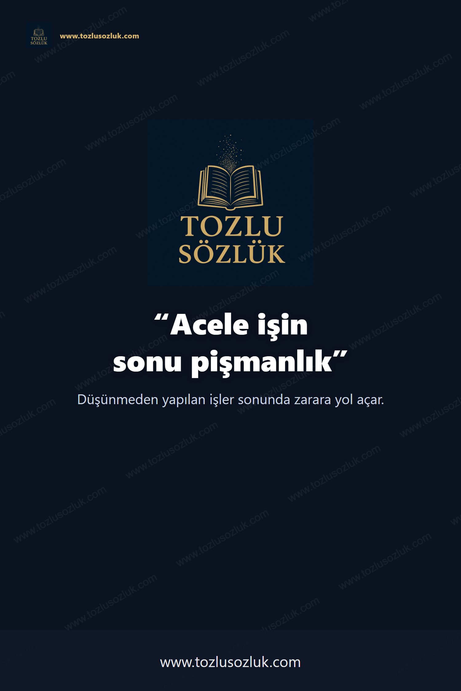 Acele işin sonu pişmanlık Pinterest görseli