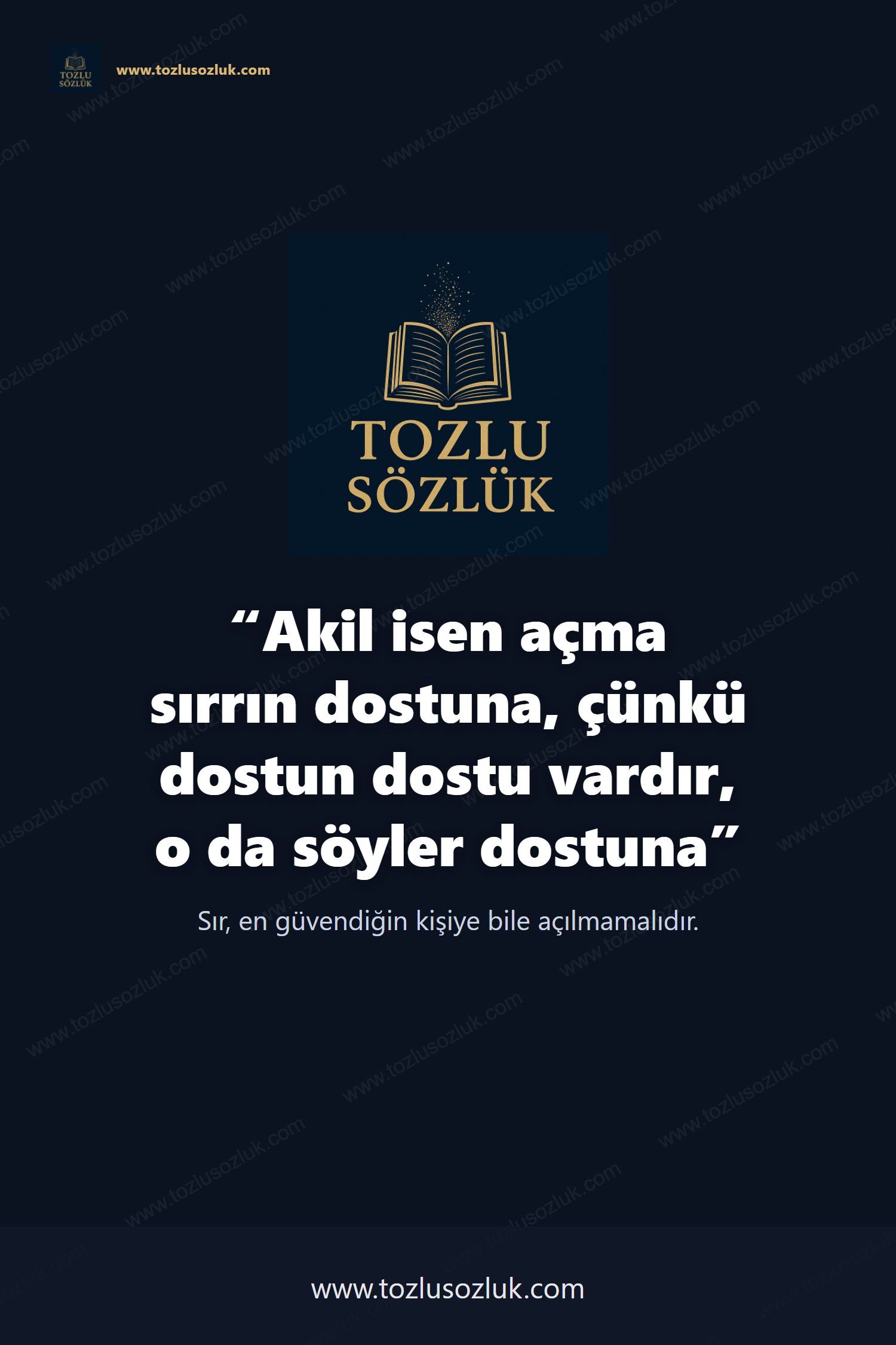 Akil isen açma sırrın dostuna, çünkü dostun dostu vardır, o da söyler dostuna Pinterest görseli