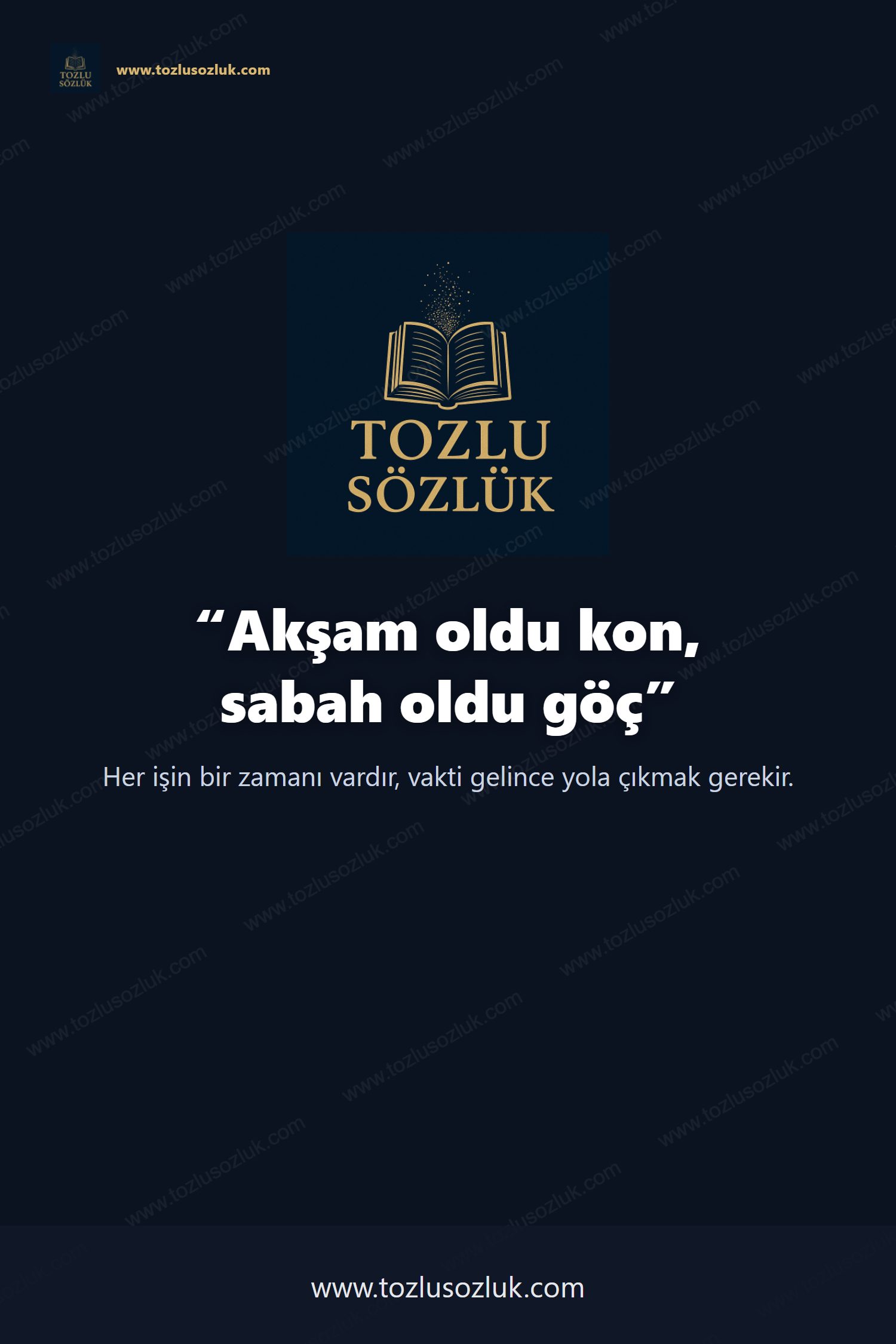 Akşam oldu kon, sabah oldu göç Pinterest görseli