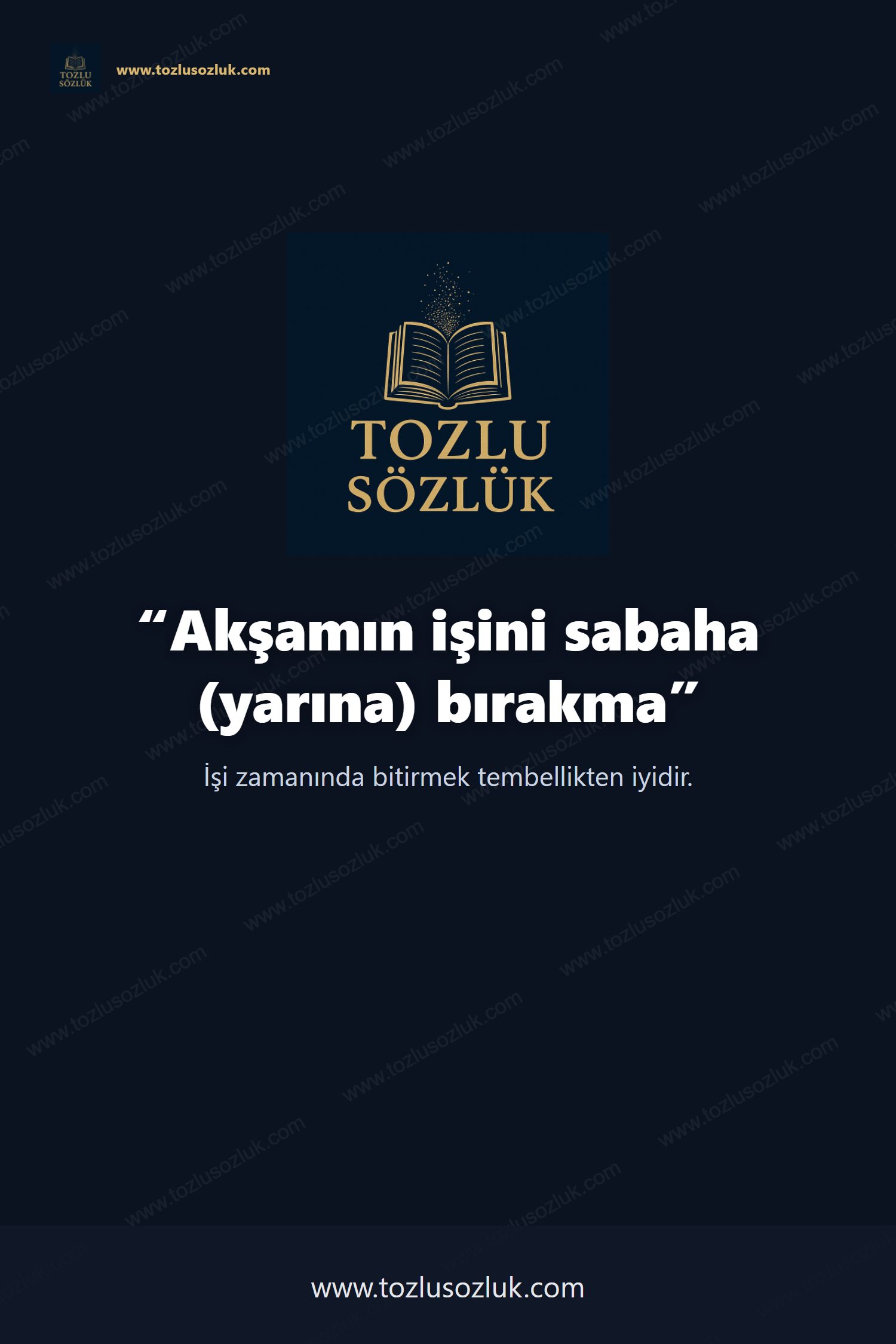 Akşamın işini sabaha (yarına) bırakma Pinterest görseli