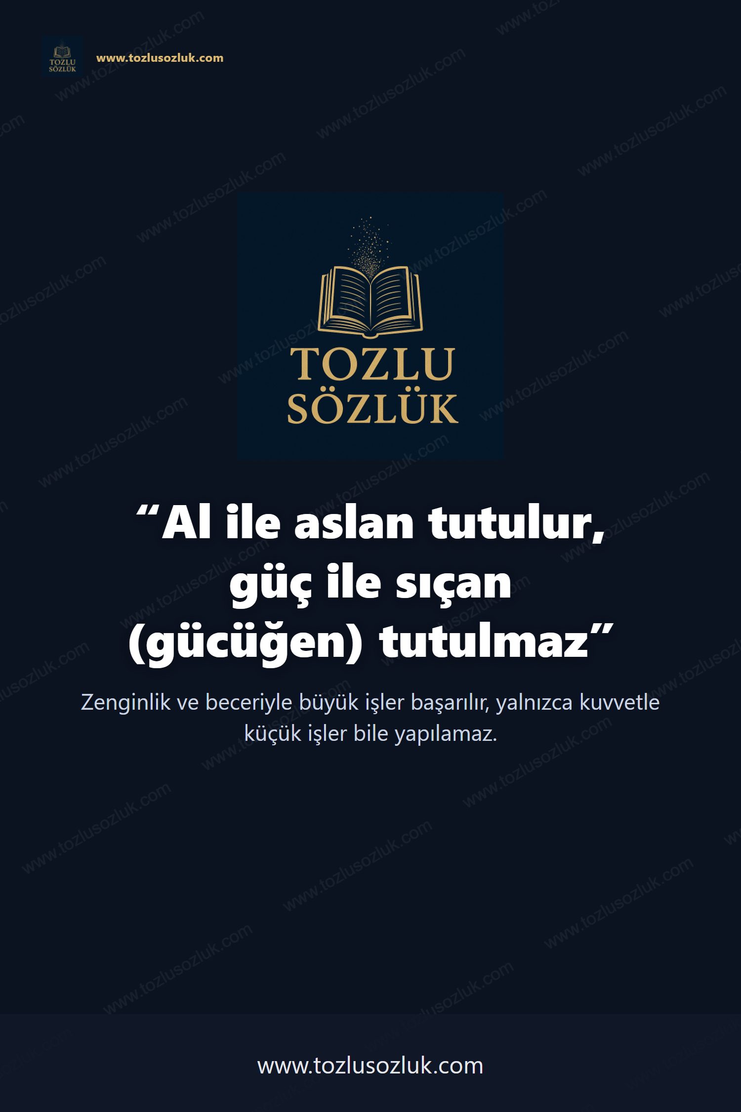 Al ile aslan tutulur, güç ile sıçan (gücüğen) tutulmaz Pinterest görseli