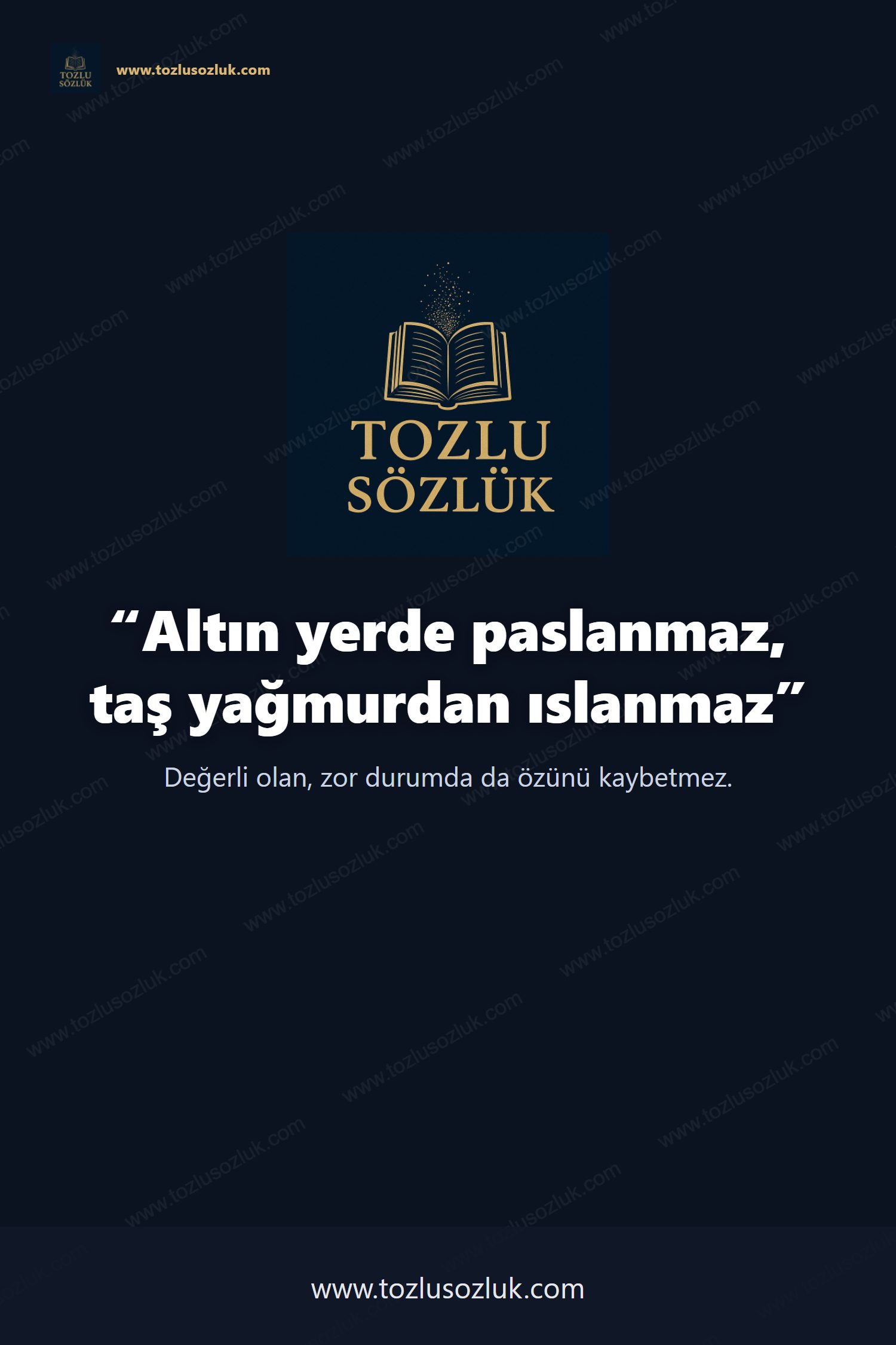 Altın yerde paslanmaz, taş yağmurdan ıslanmaz Pinterest görseli