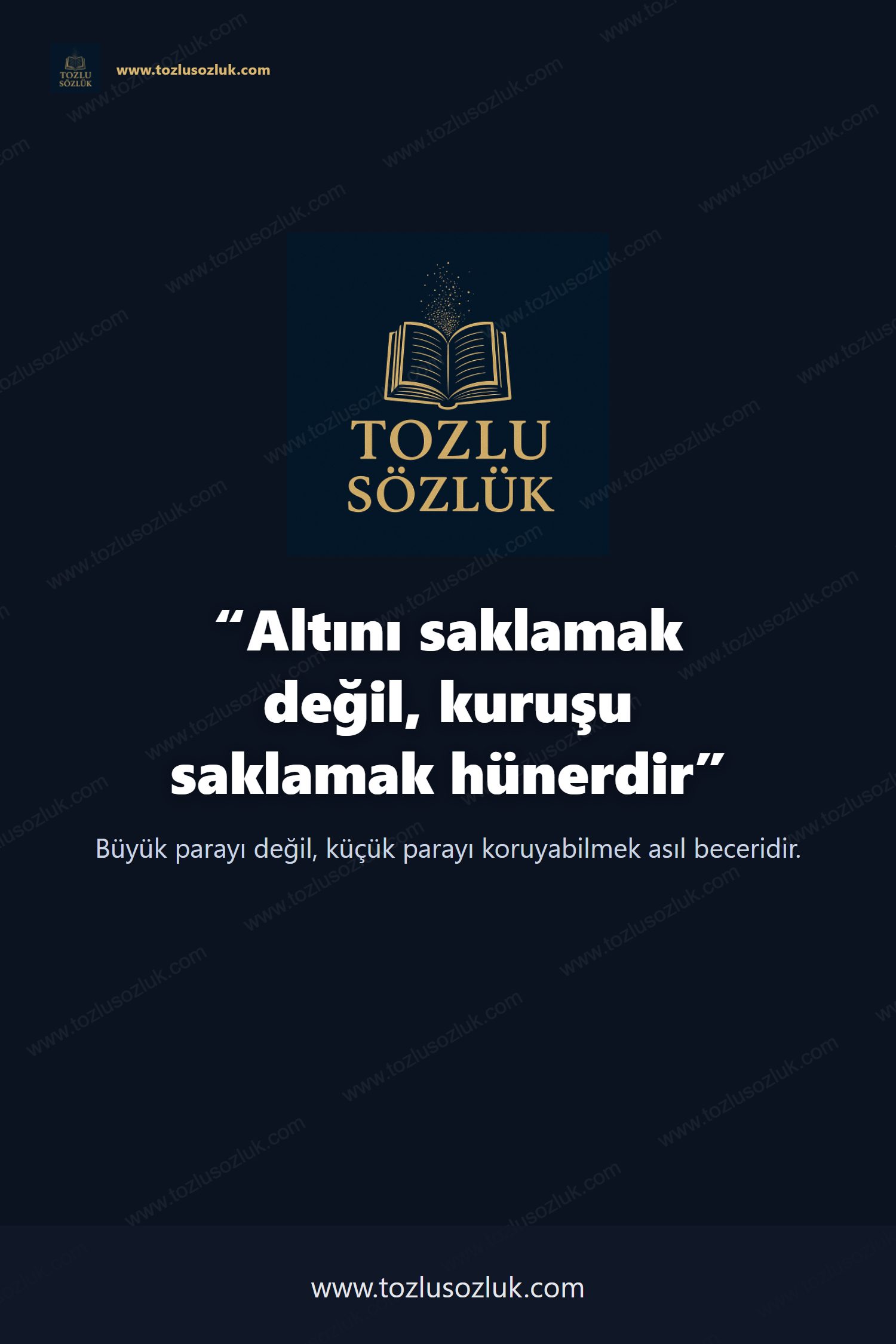 Altını saklamak değil, kuruşu saklamak hünerdir Pinterest görseli