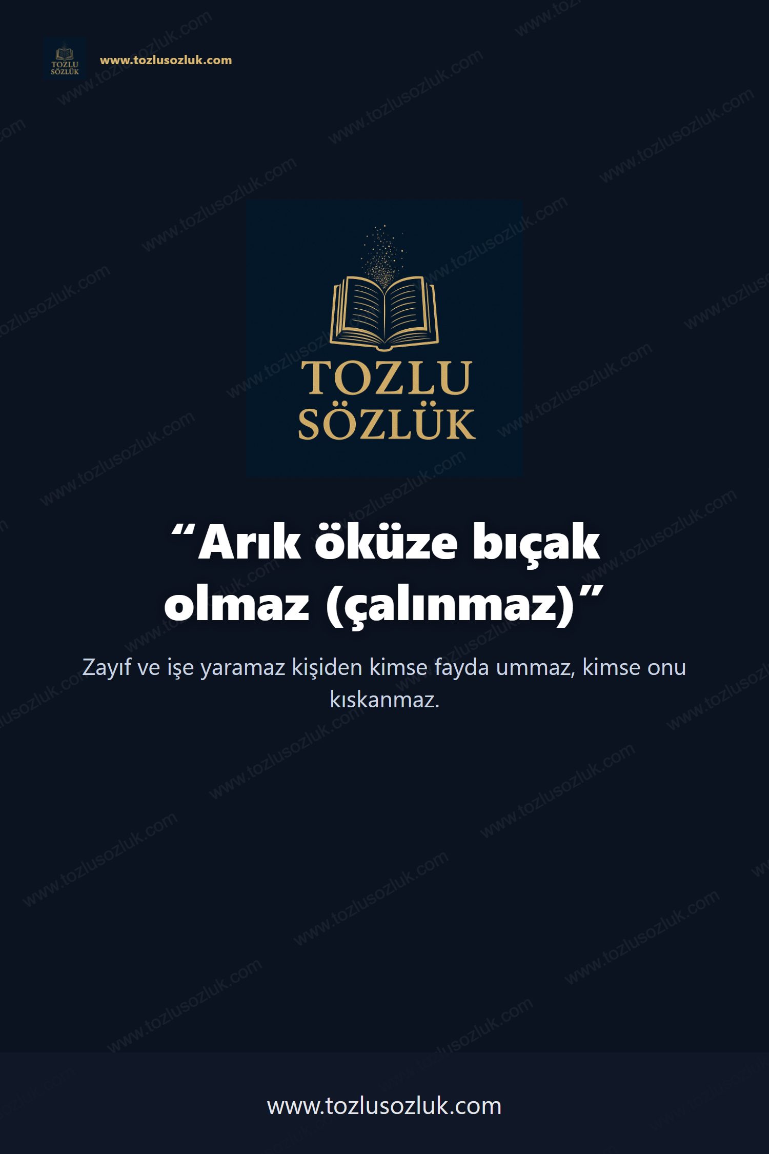 Arık öküze bıçak olmaz (çalınmaz) Pinterest görseli