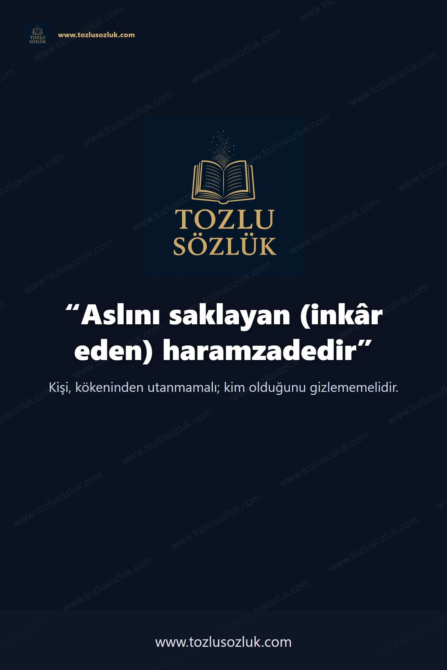 Aslını saklayan (inkâr eden) haramzadedir Pinterest görseli