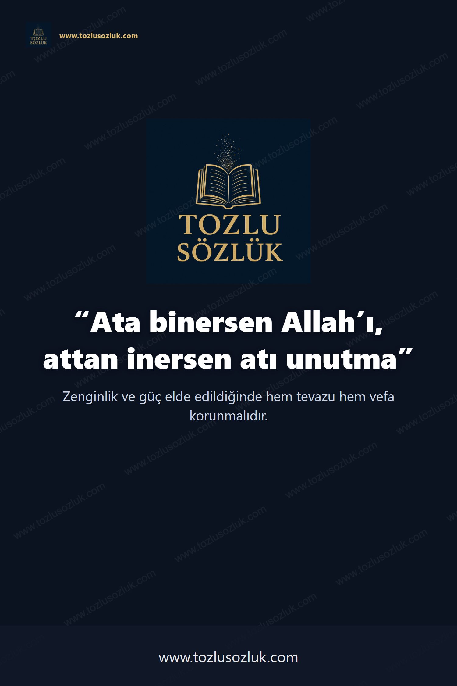 Ata binersen Allah’ı, attan inersen atı unutma Pinterest görseli