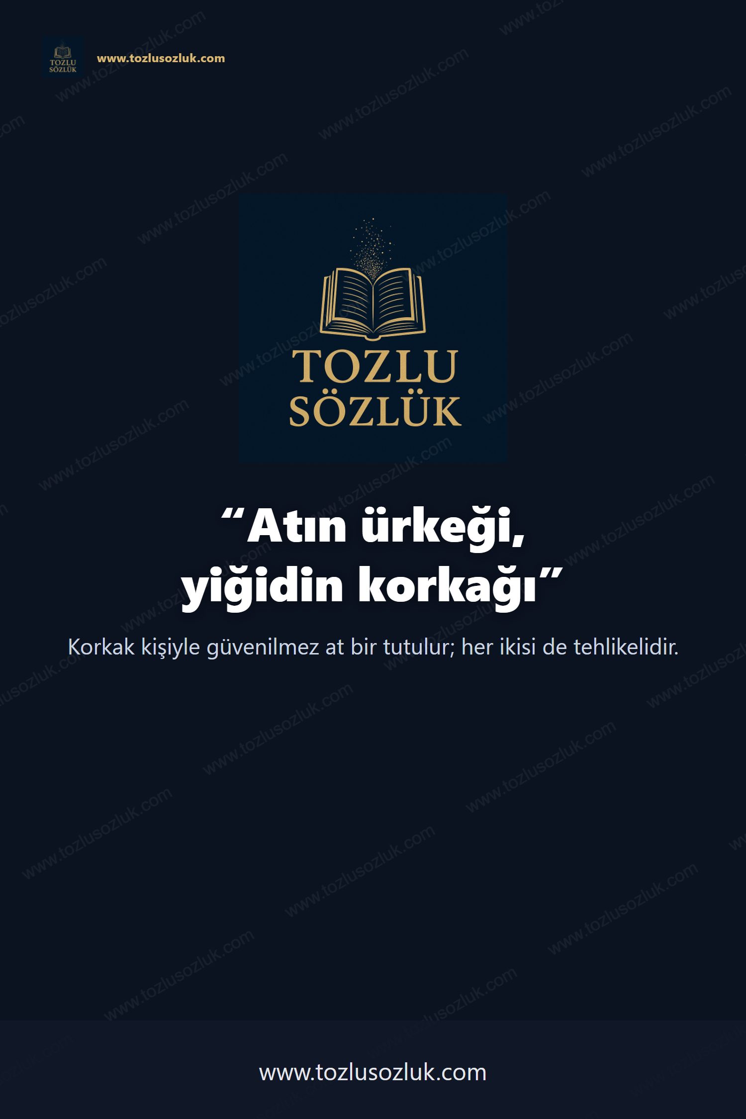 Atın ürkeği, yiğidin korkağı Pinterest görseli