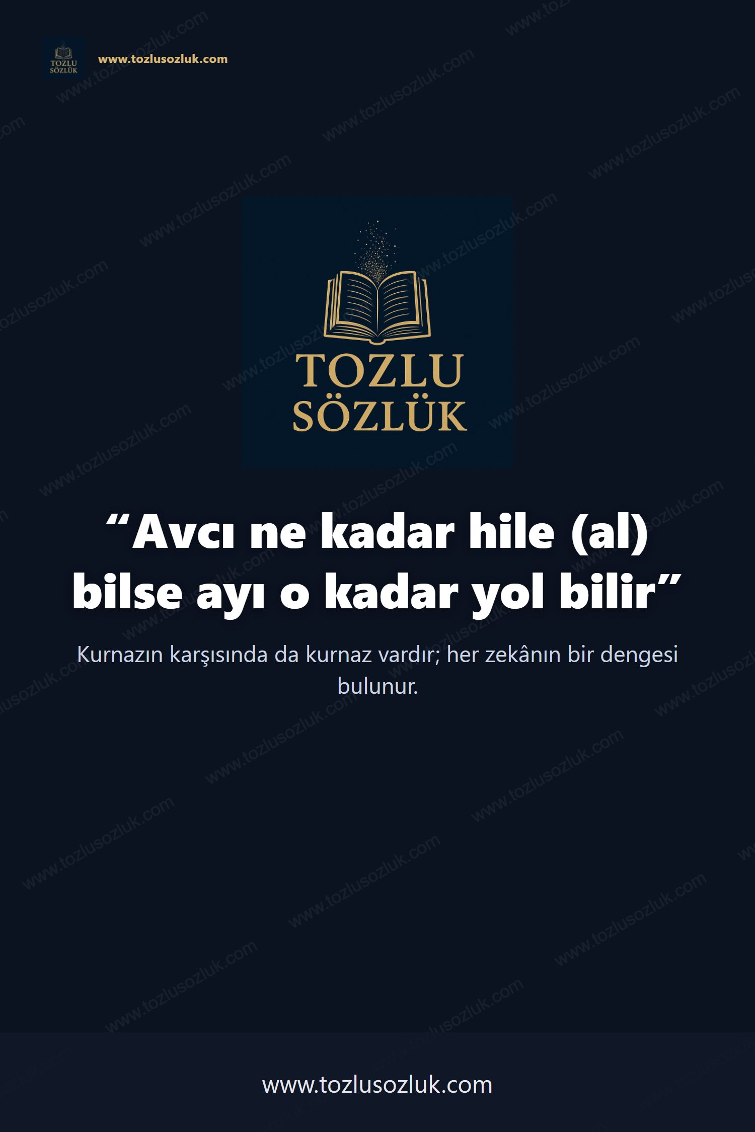 Avcı ne kadar hile (al) bilse ayı o kadar yol bilir Pinterest görseli