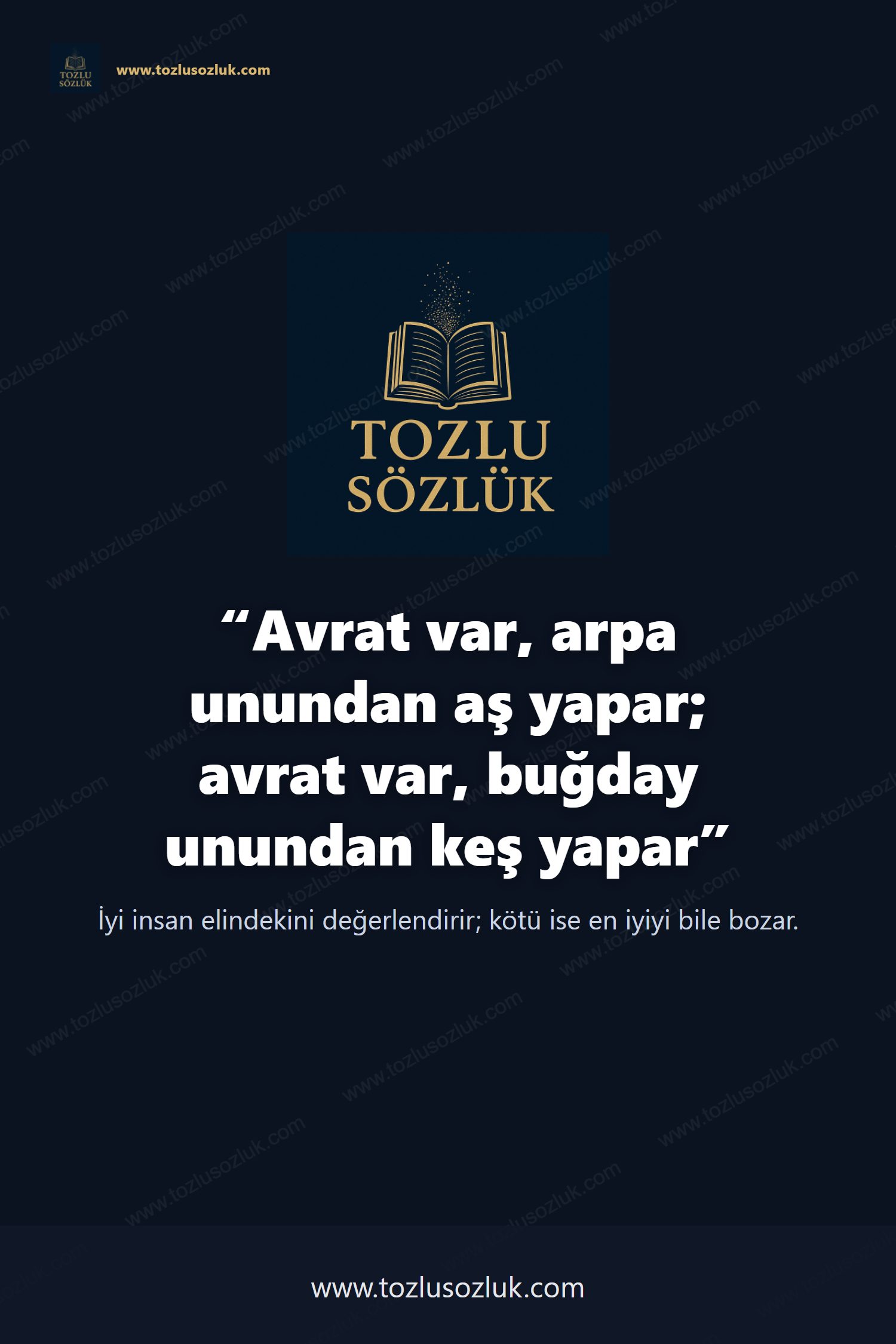 Avrat var, arpa unundan aş yapar; avrat var, buğday unundan keş yapar Pinterest görseli