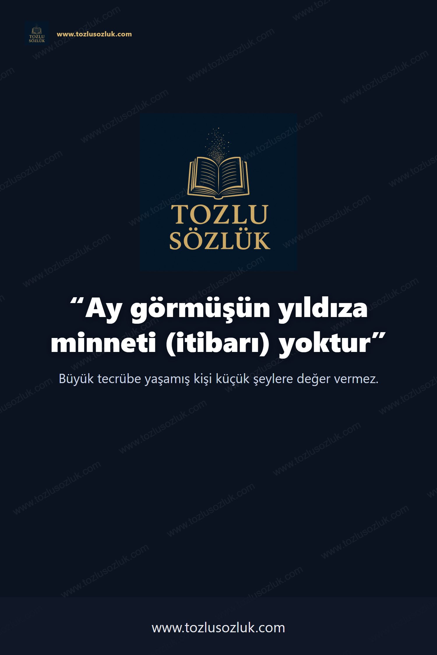 Ay görmüşün yıldıza minneti (itibarı) yoktur Pinterest görseli