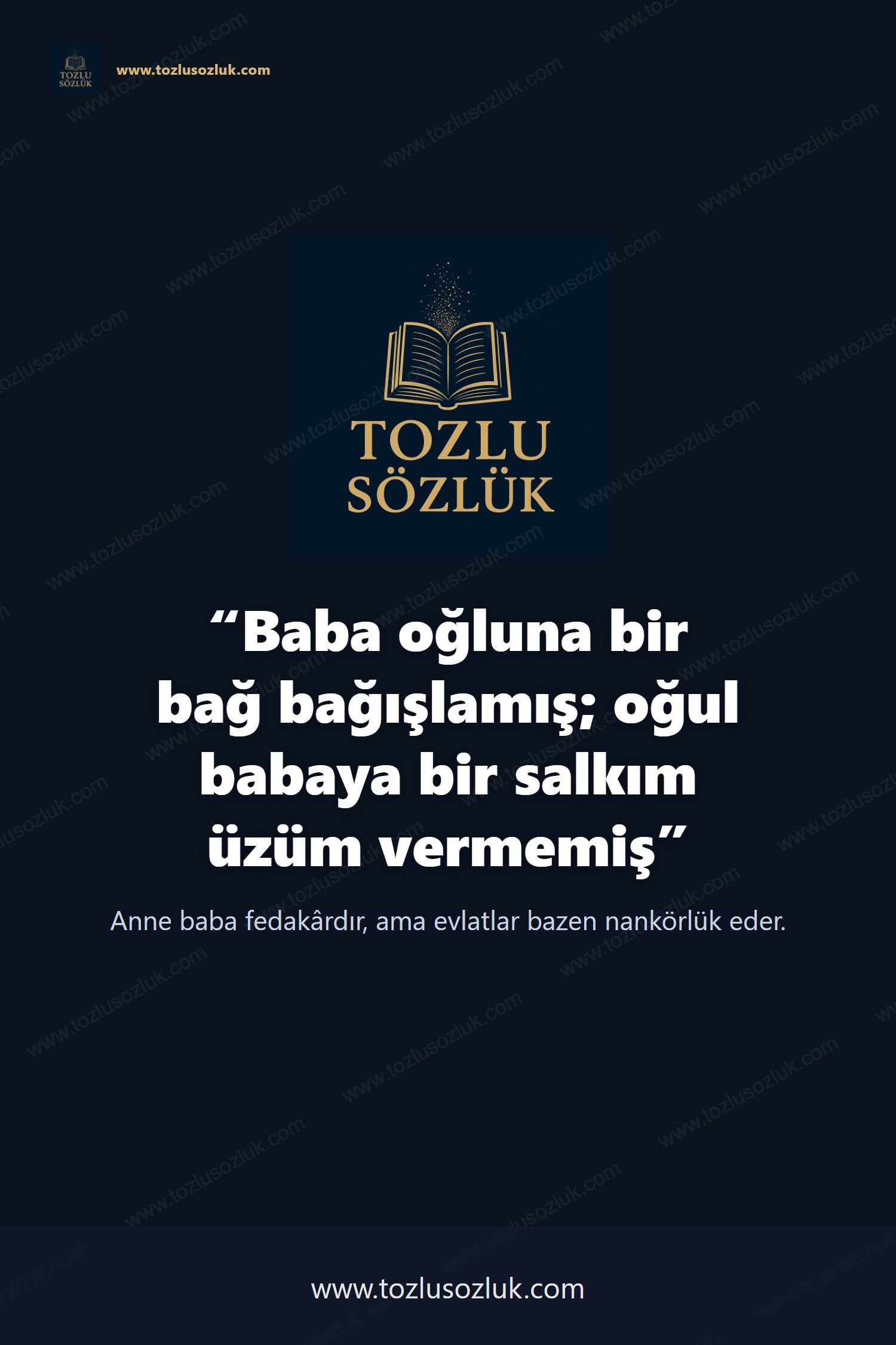 Baba oğluna bir bağ bağışlamış; oğul babaya bir salkım üzüm vermemiş Pinterest görseli