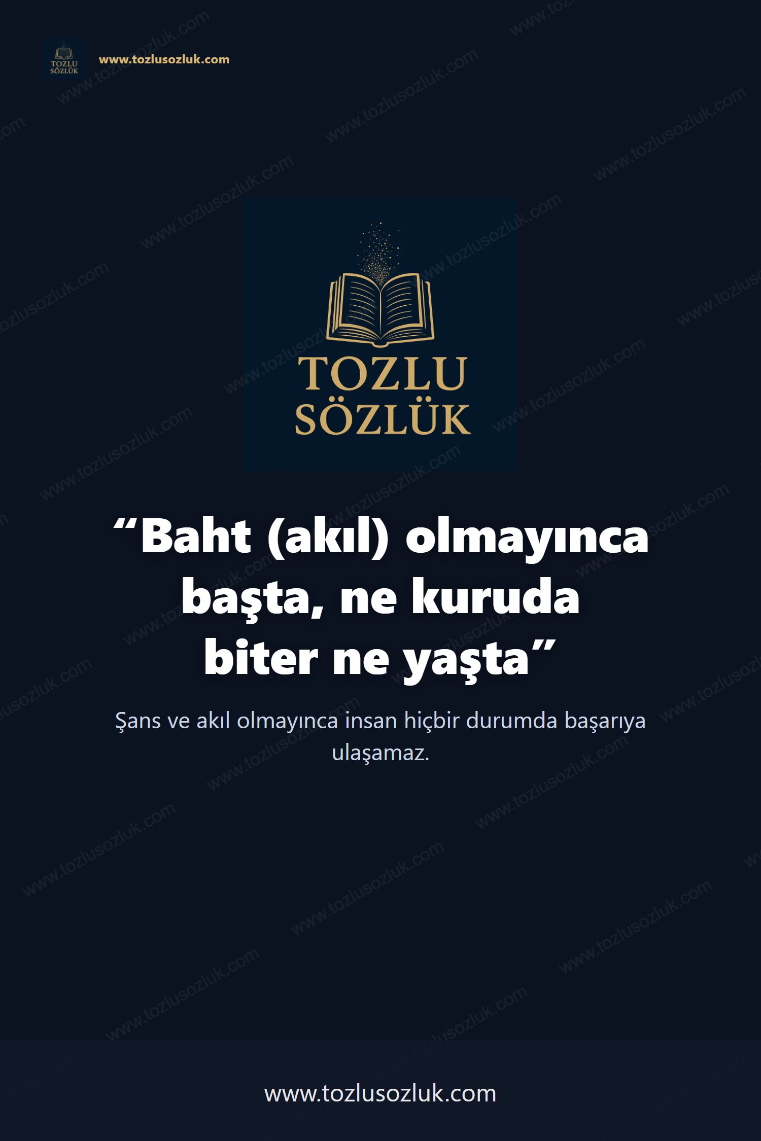 Baht (akıl) olmayınca başta, ne kuruda biter ne yaşta Pinterest görseli
