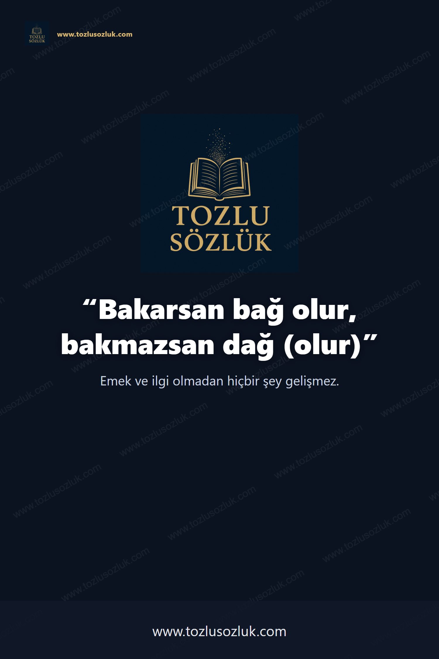 Bakarsan bağ olur, bakmazsan dağ (olur) Pinterest görseli
