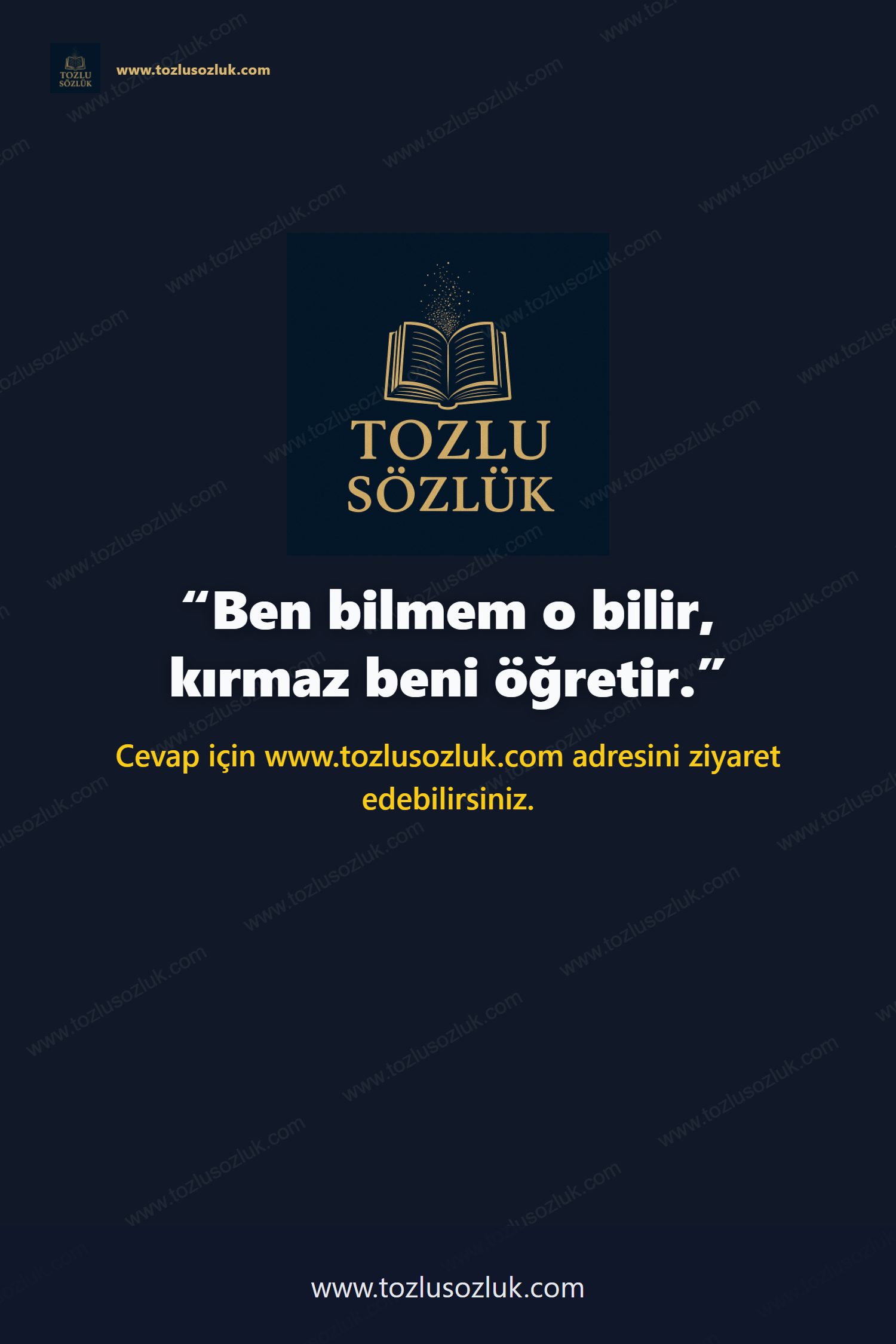 Ben bilmem o bilir, kırmaz beni öğretir. Pinterest görseli