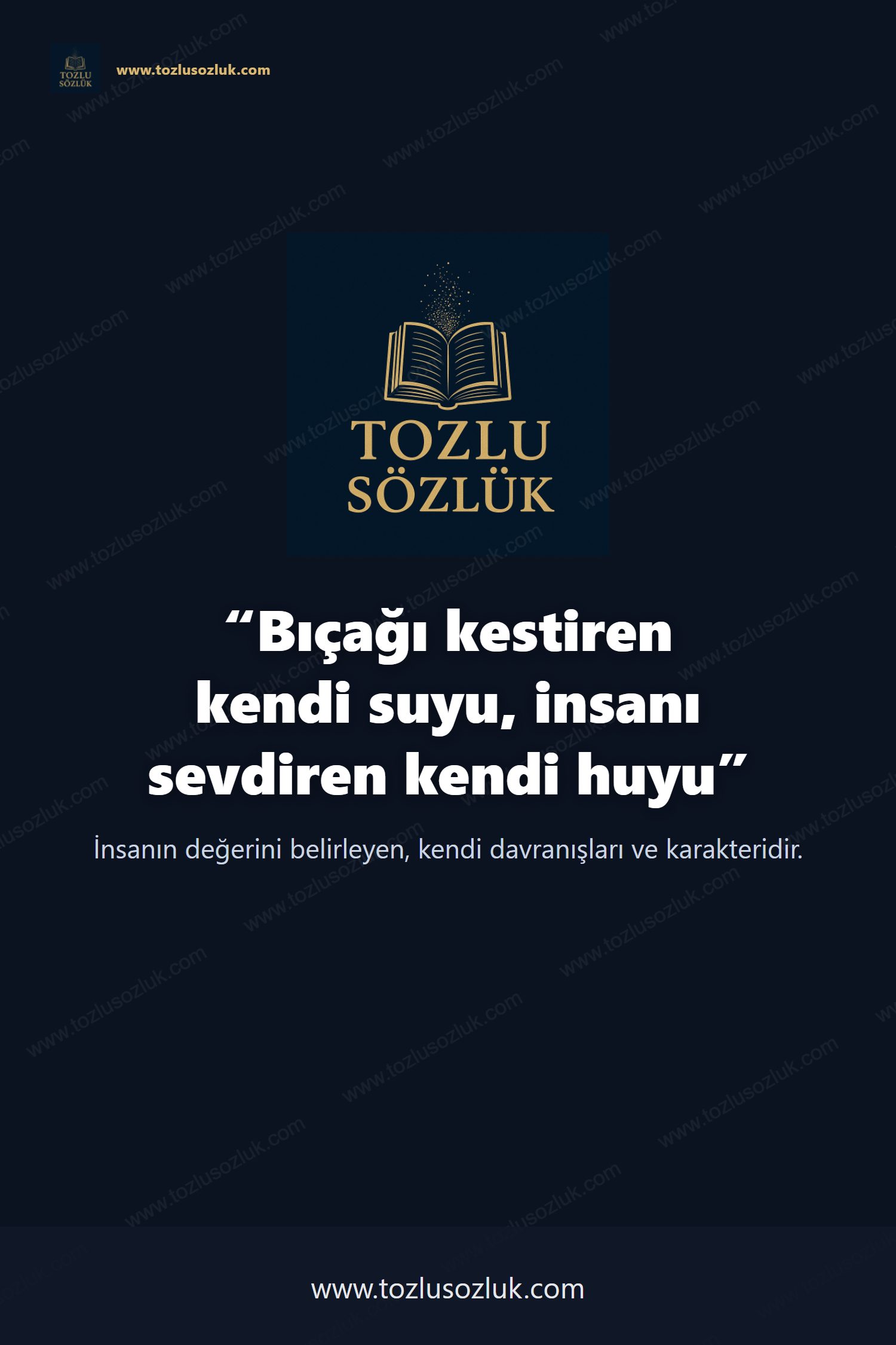 Bıçağı kestiren kendi suyu, insanı sevdiren kendi huyu Pinterest görseli