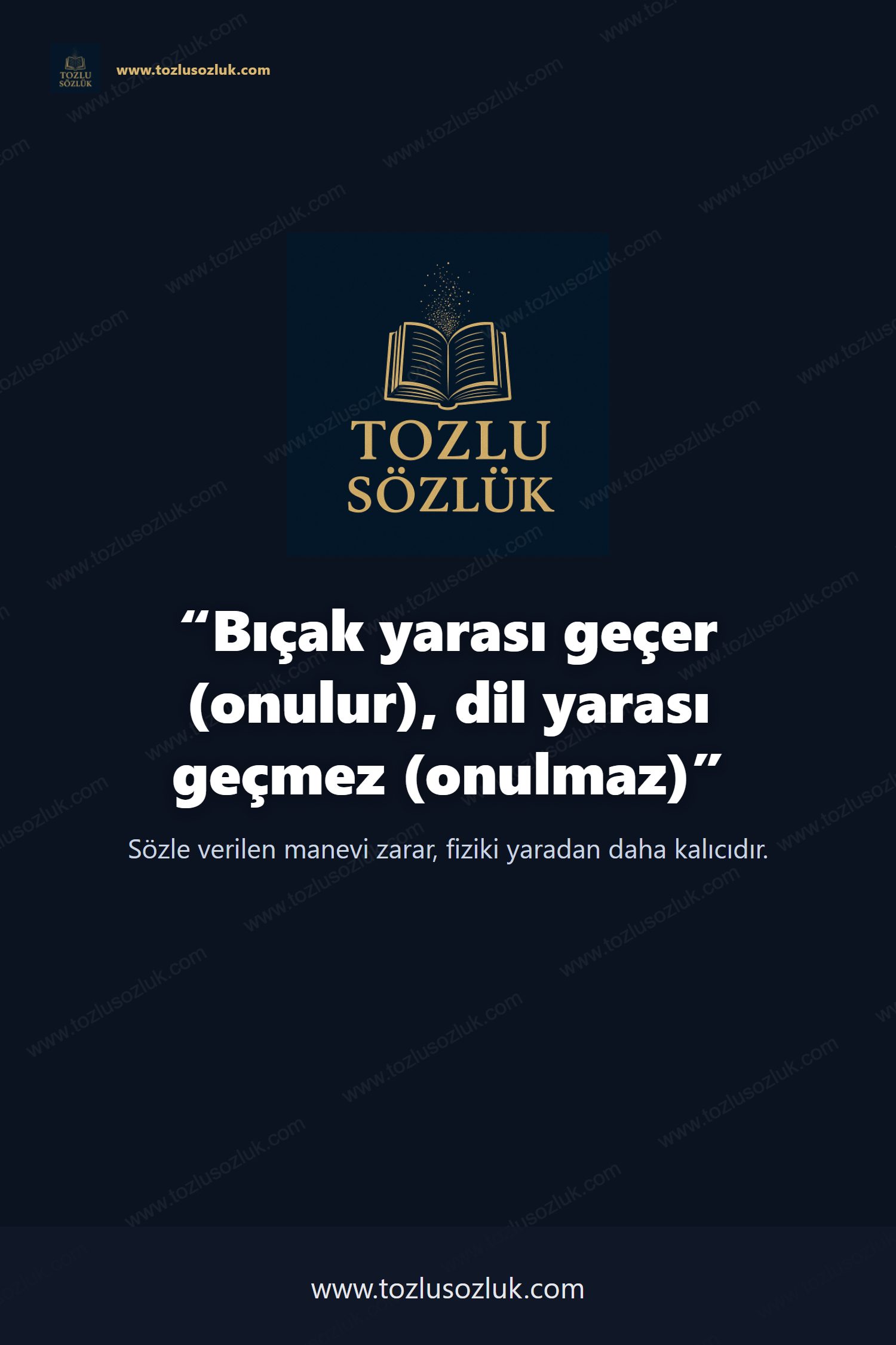 Bıçak yarası geçer (onulur), dil yarası geçmez (onulmaz) Pinterest görseli
