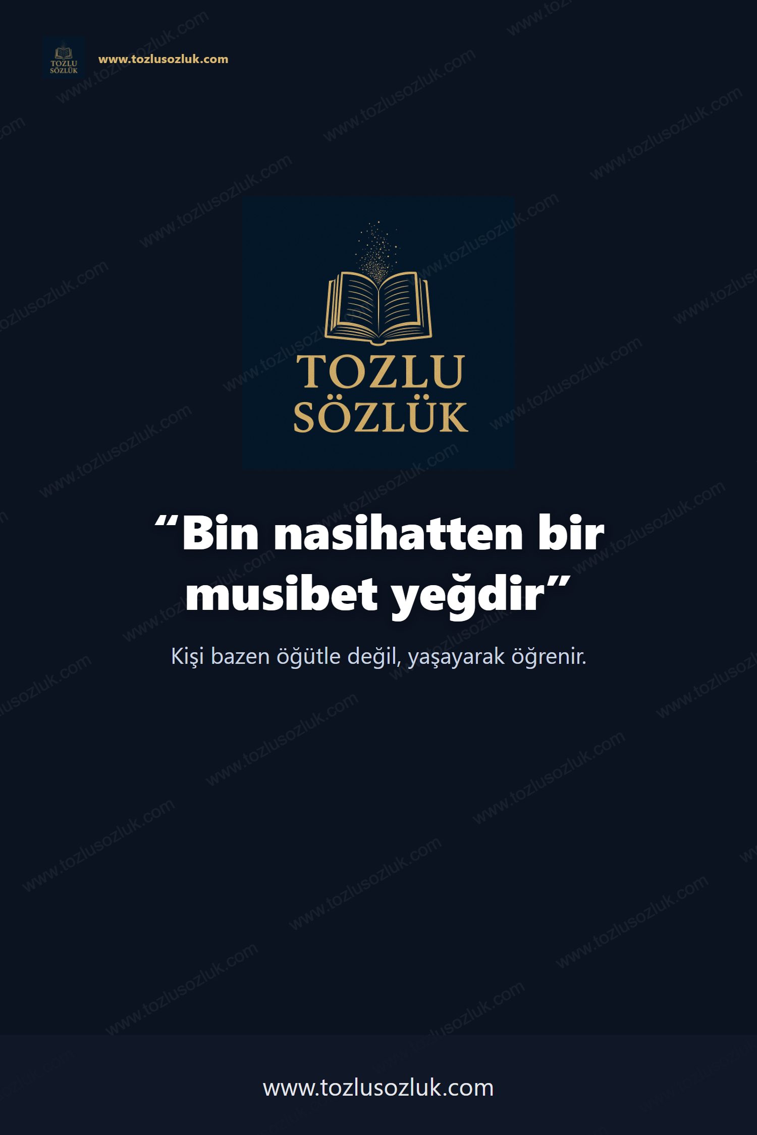 Bin nasihatten bir musibet yeğdir Pinterest görseli