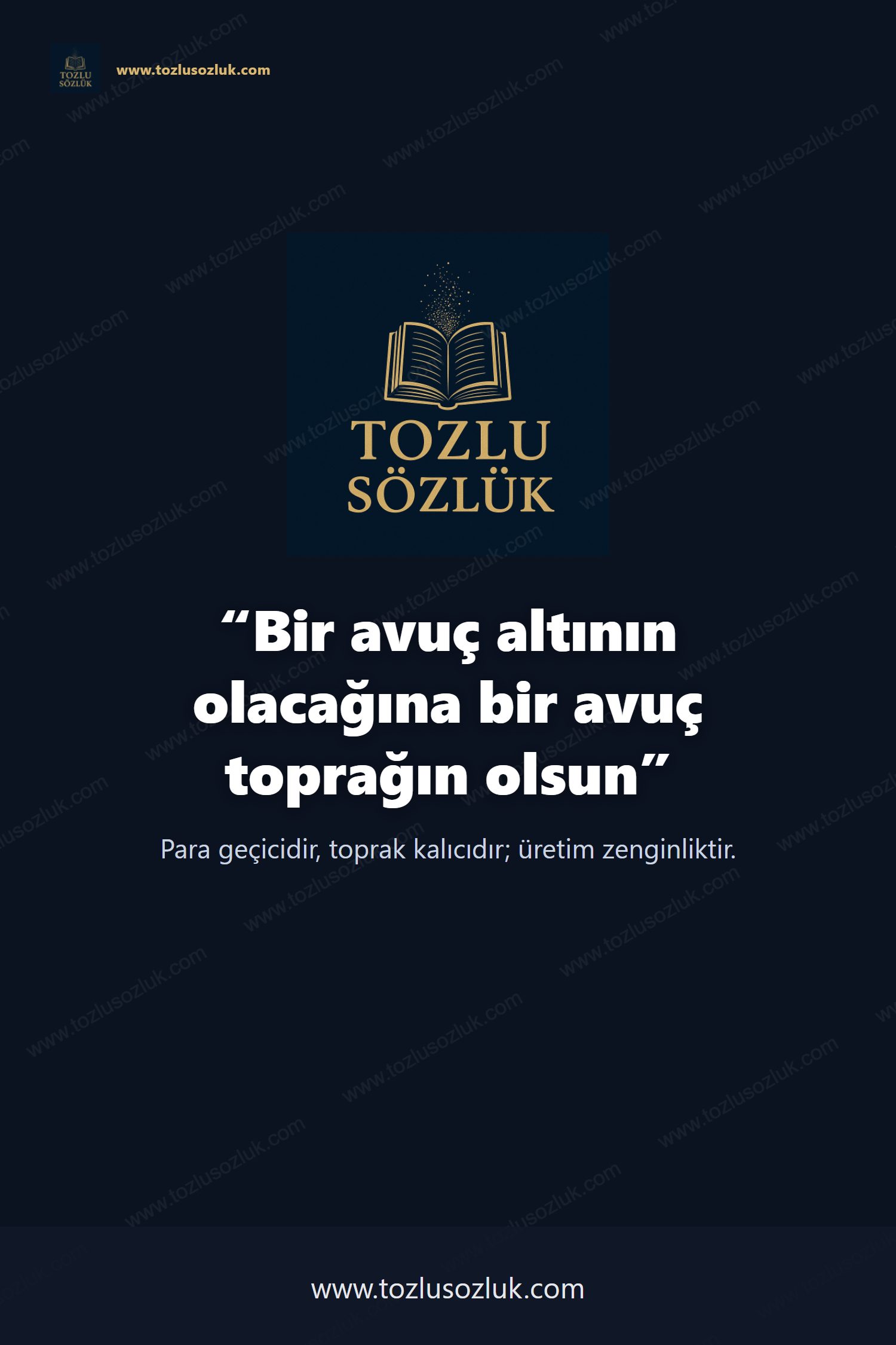 Bir avuç altının olacağına bir avuç toprağın olsun Pinterest görseli