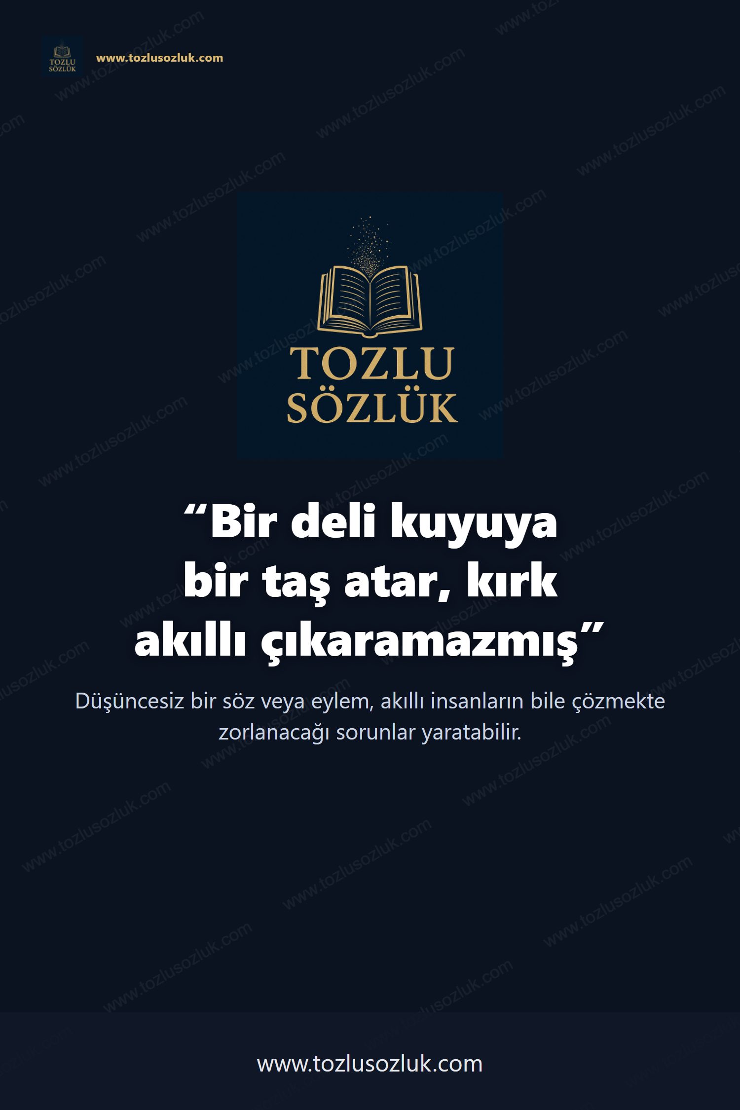 Bir deli kuyuya bir taş atar, kırk akıllı çıkaramazmış Pinterest görseli