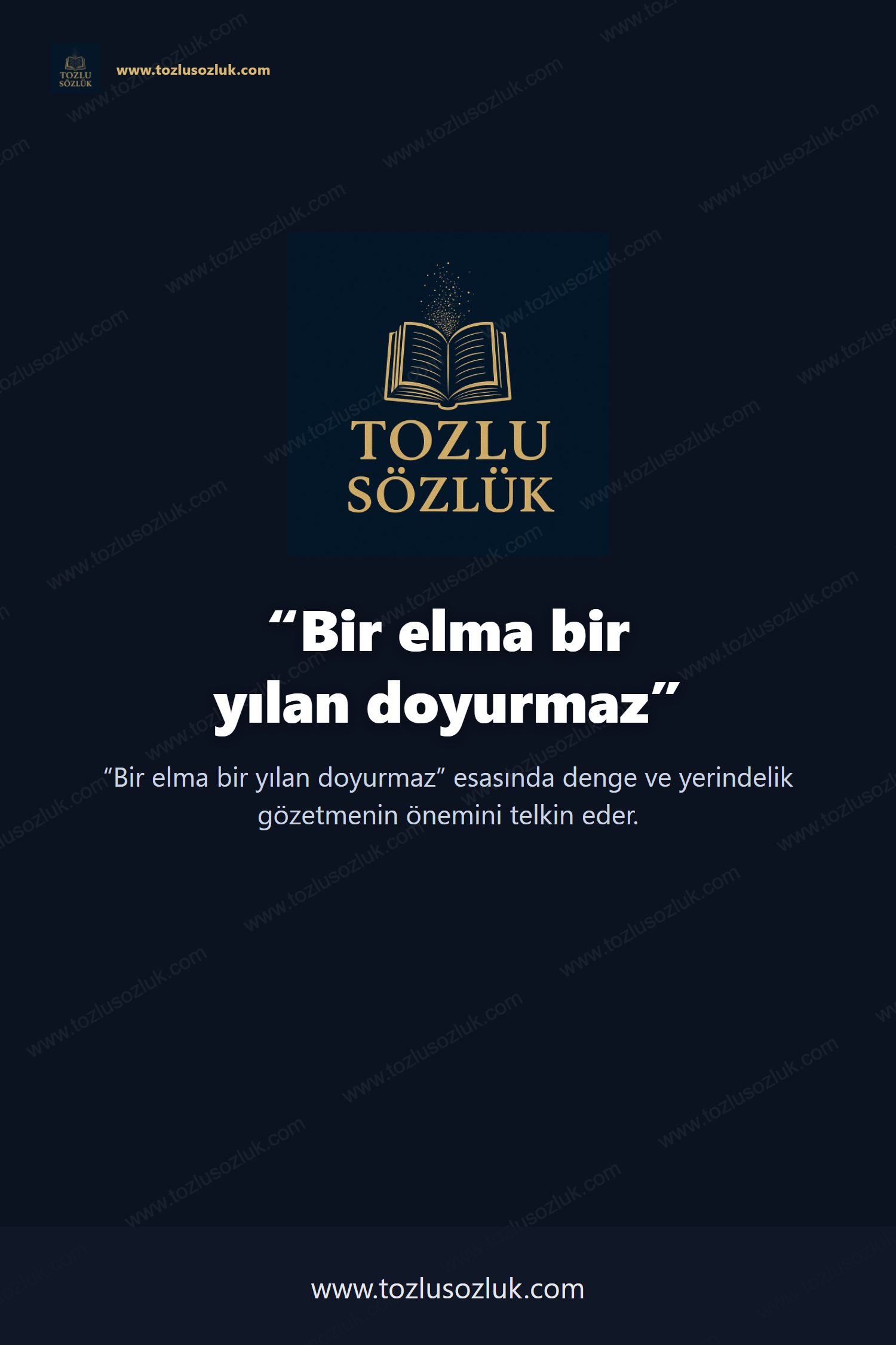 Bir elma bir yılan doyurmaz Pinterest görseli