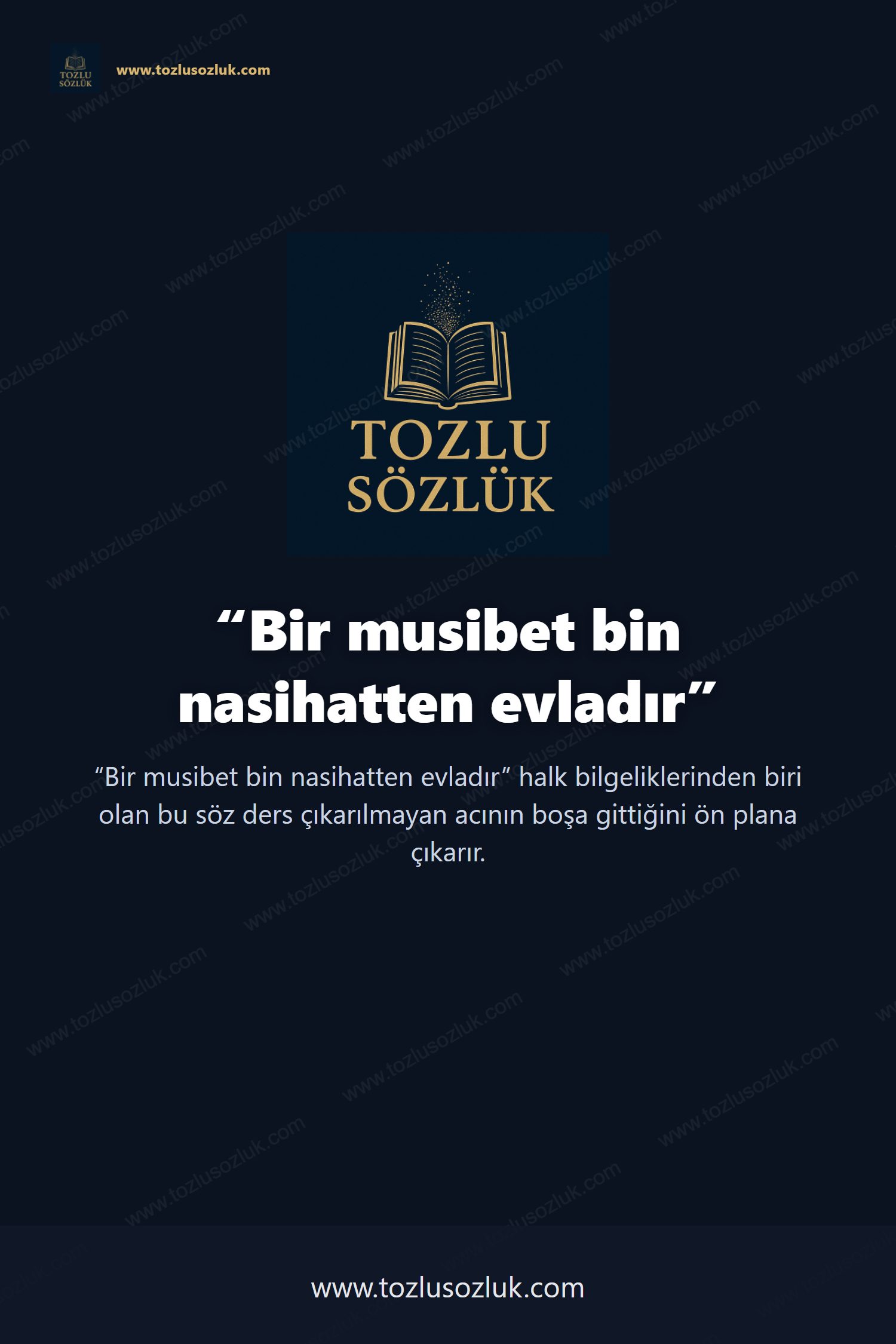 Bir musibet bin nasihatten evladır Pinterest görseli