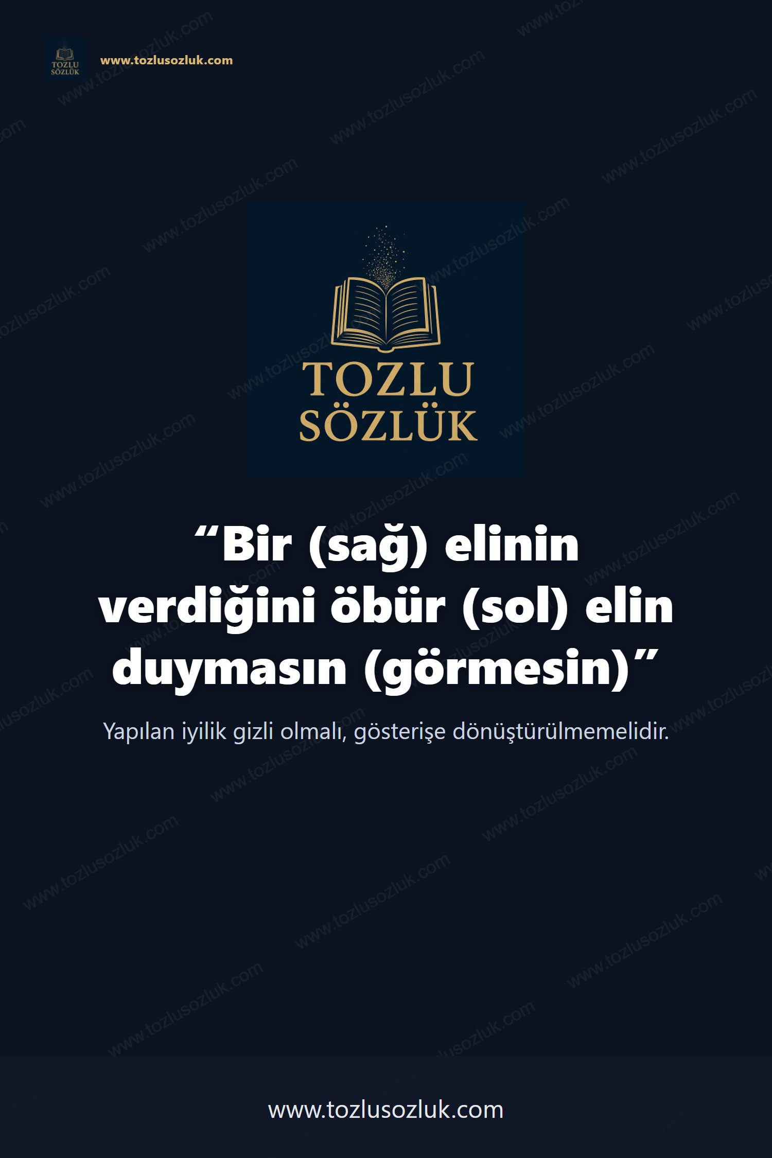 Bir (sağ) elinin verdiğini öbür (sol) elin duymasın (görmesin) Pinterest görseli