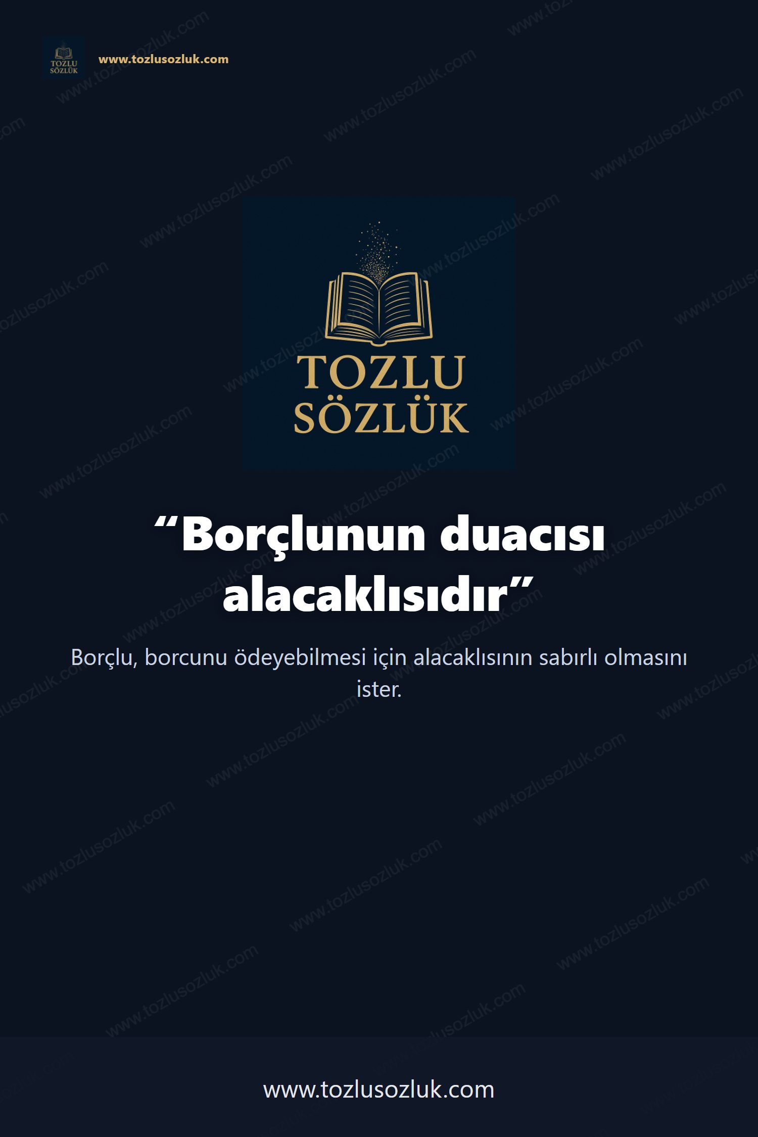 Borçlunun duacısı alacaklısıdır Pinterest görseli