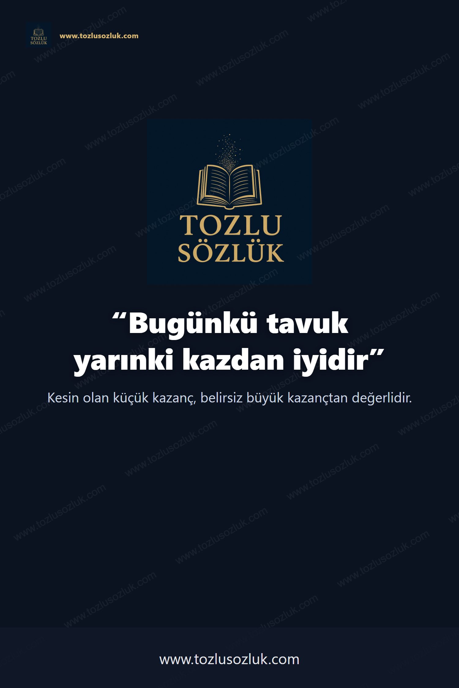 Bugünkü tavuk yarınki kazdan iyidir Pinterest görseli