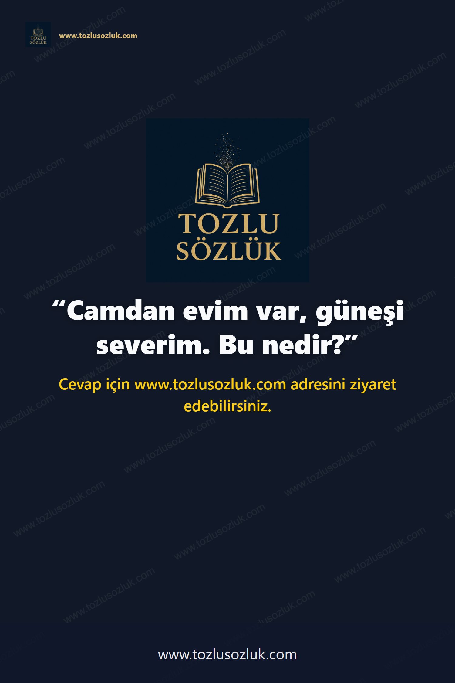 Camdan evim var, güneşi severim. Bu nedir? Pinterest görseli