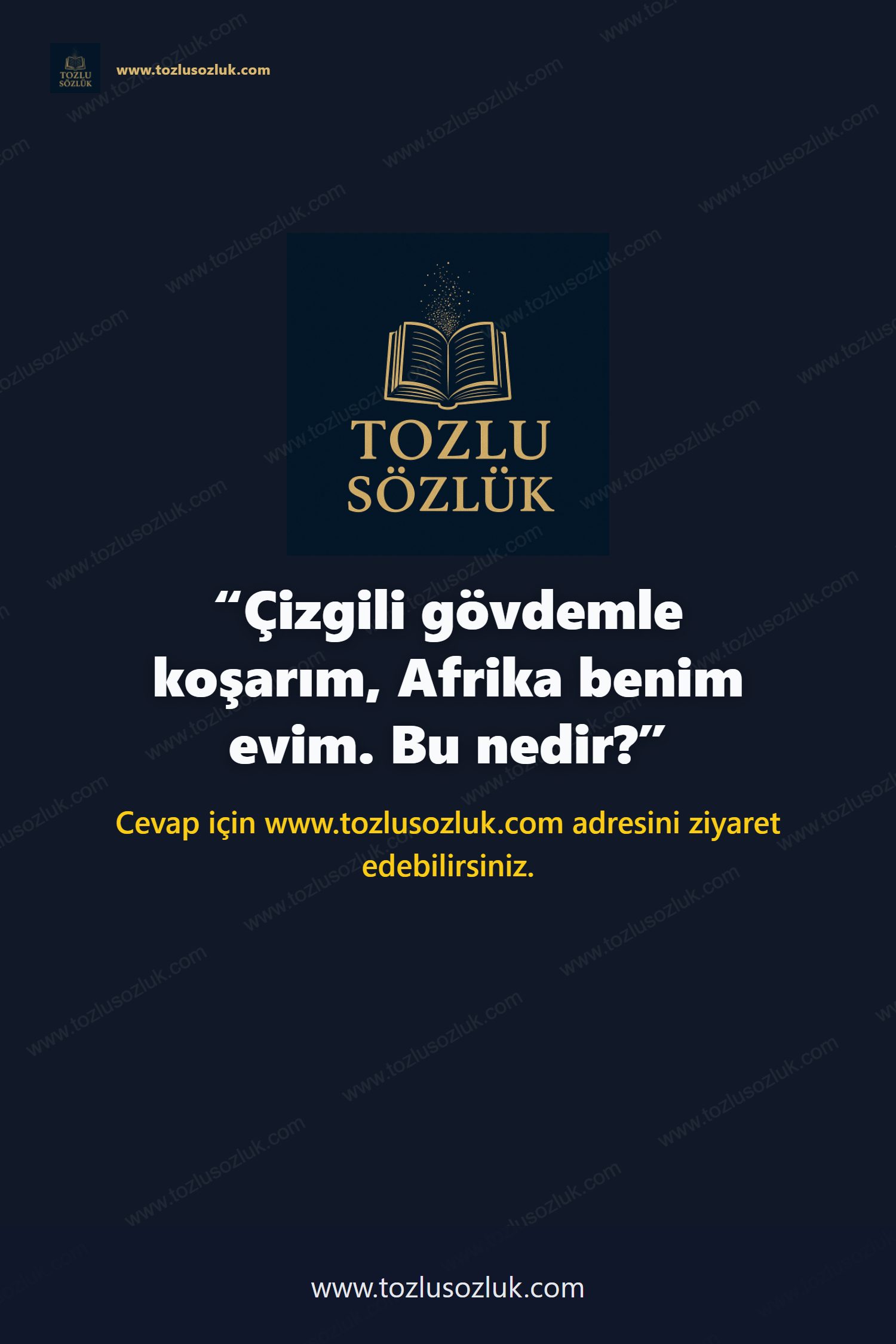 Çizgili gövdemle koşarım, Afrika benim evim. Bu nedir? Pinterest görseli