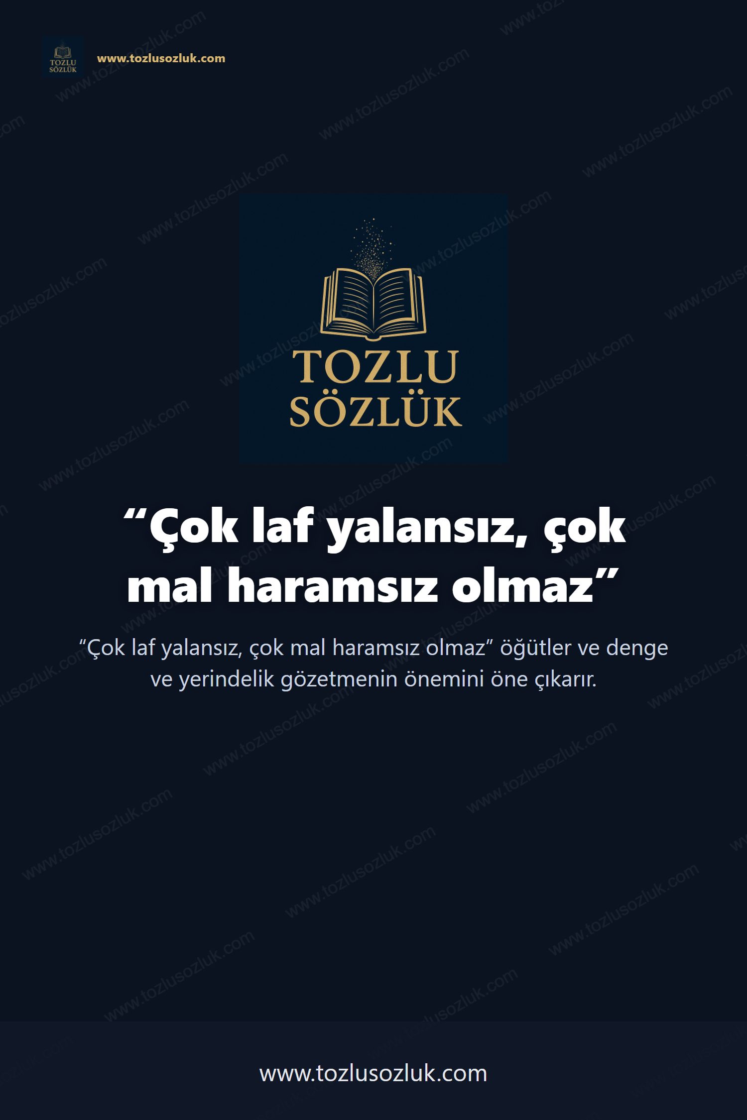 Çok laf yalansız, çok mal haramsız olmaz Pinterest görseli