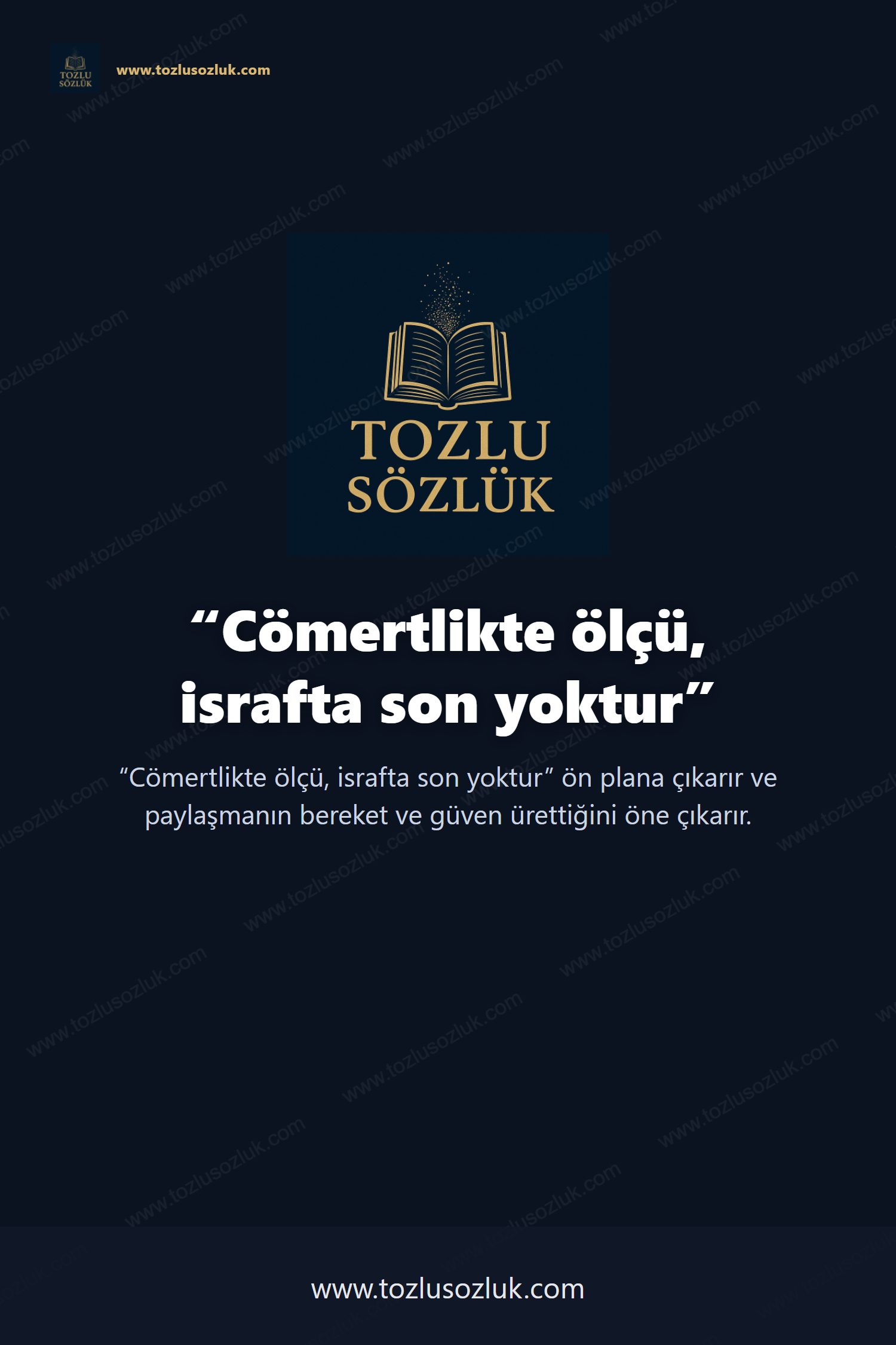Cömertlikte ölçü, israfta son yoktur Pinterest görseli