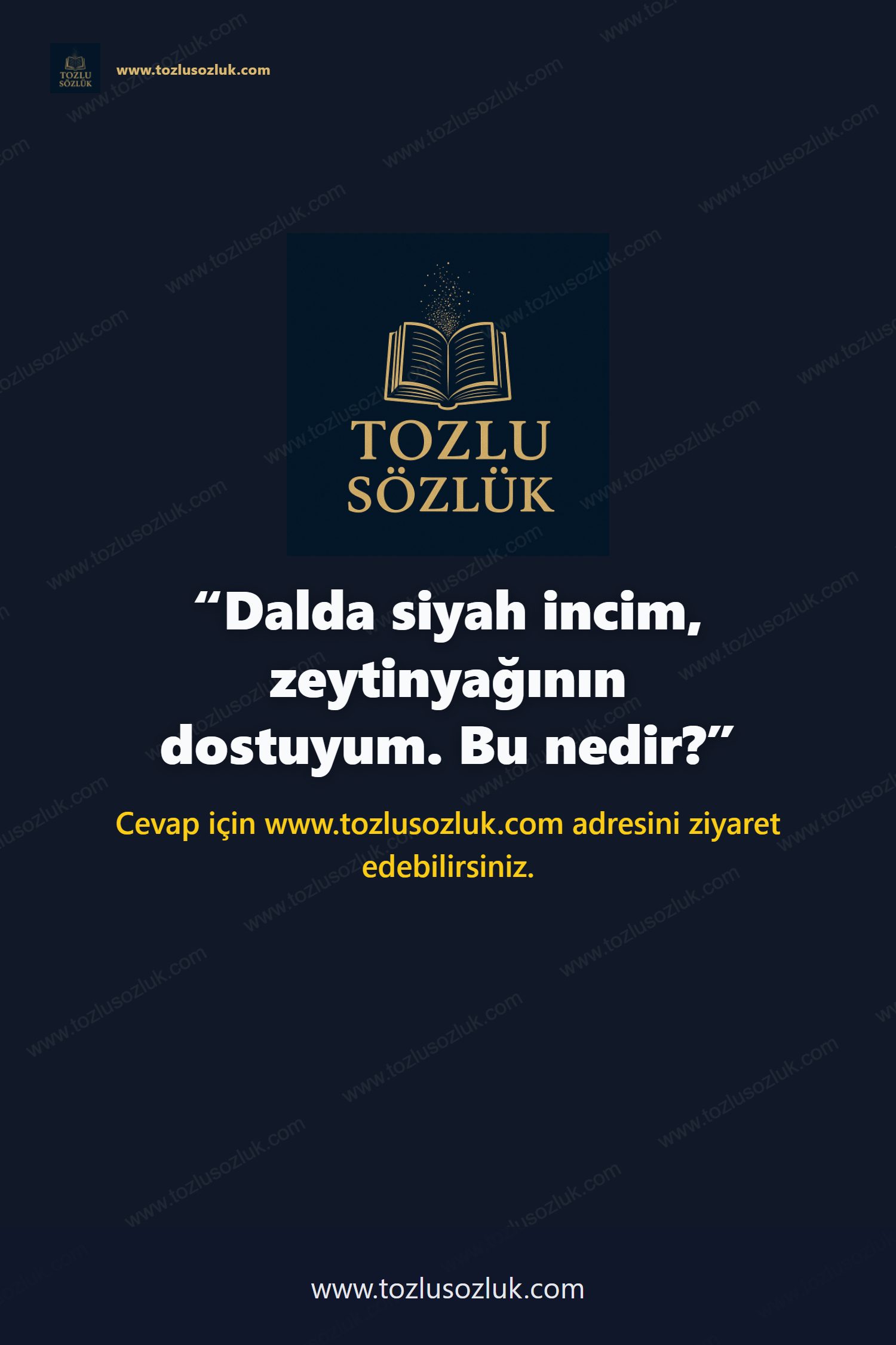 Dalda siyah incim, zeytinyağının dostuyum. Bu nedir? Pinterest görseli
