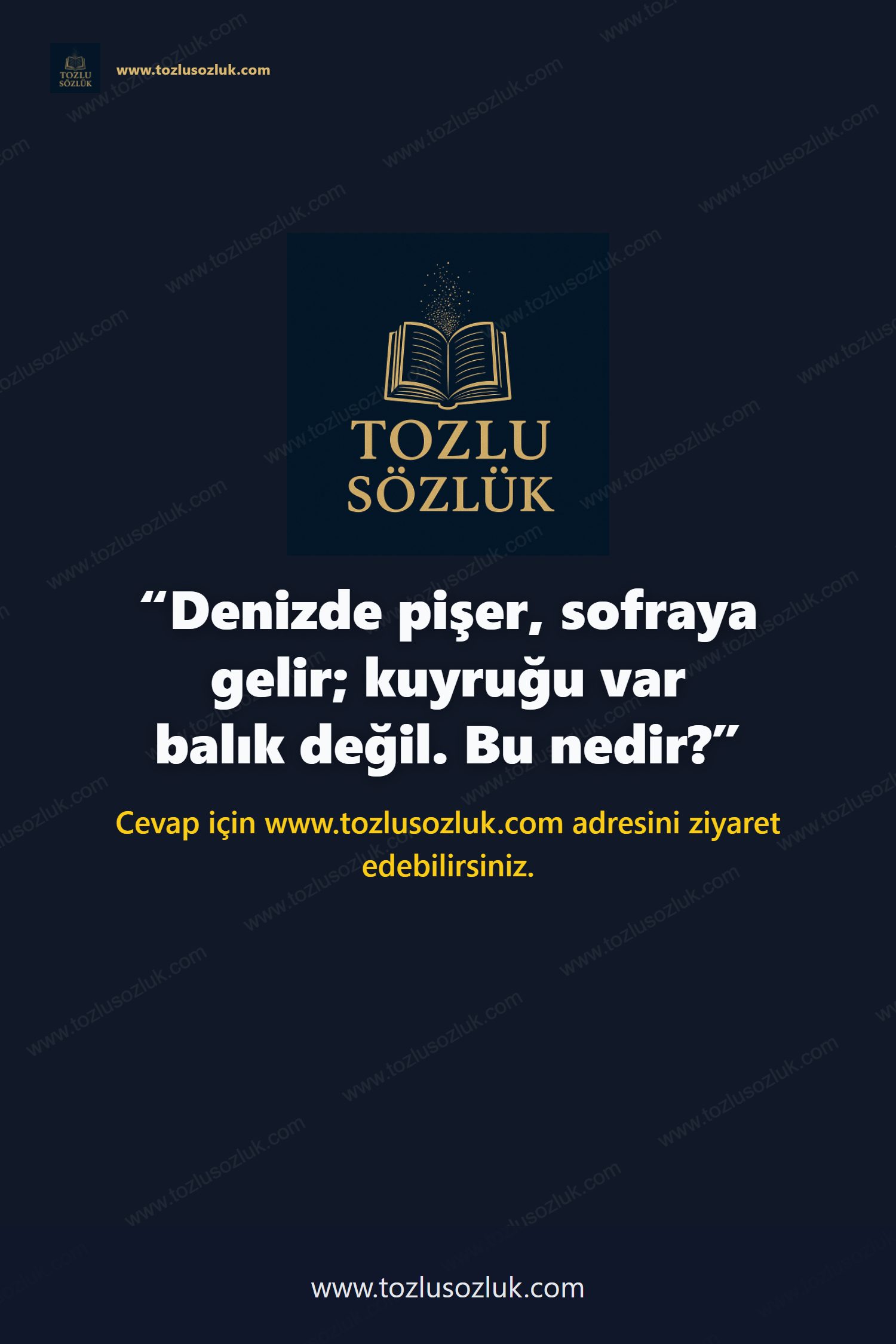 Denizde pişer, sofraya gelir; kuyruğu var balık değil. Bu nedir? Pinterest görseli