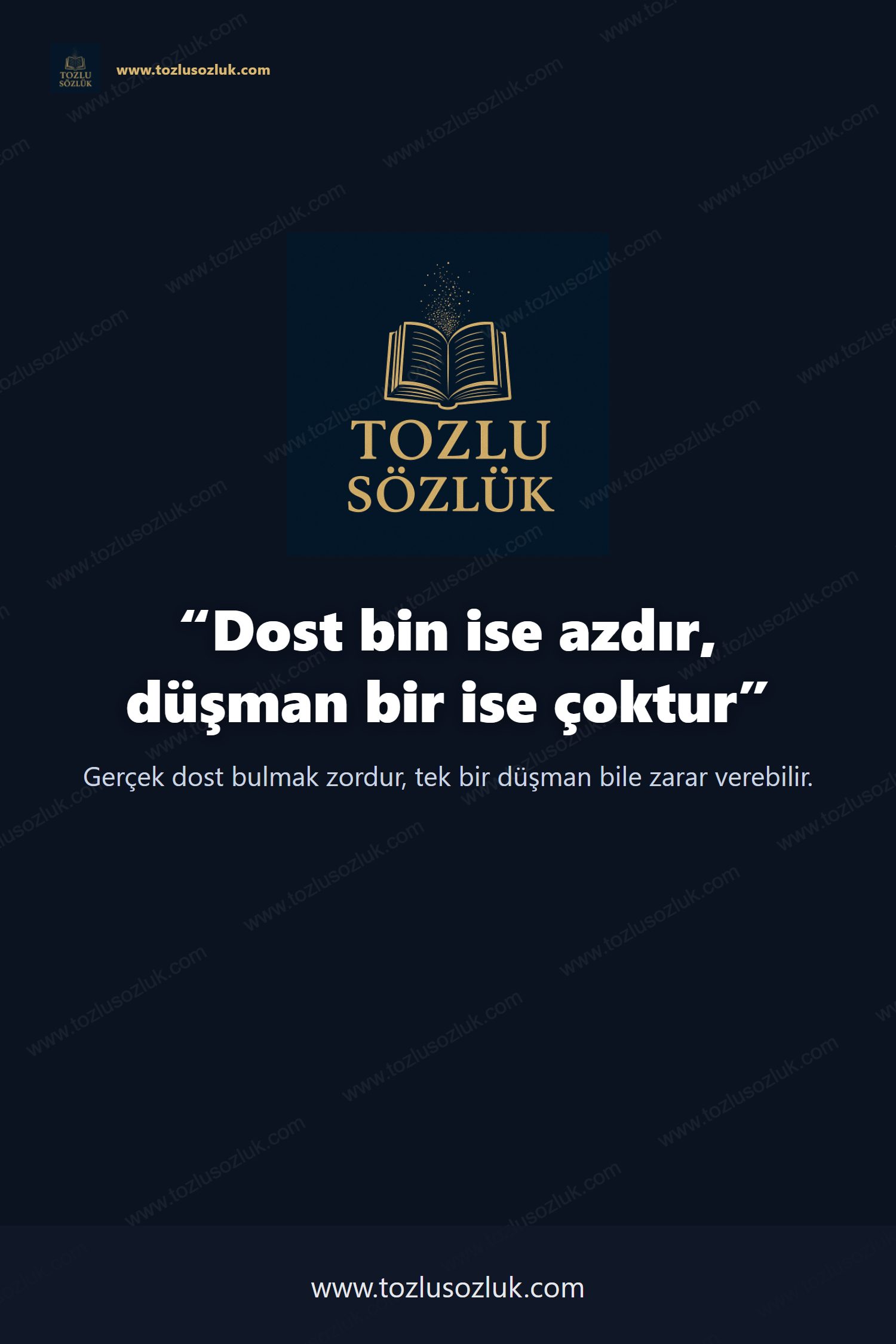 Dost bin ise azdır, düşman bir ise çoktur Pinterest görseli
