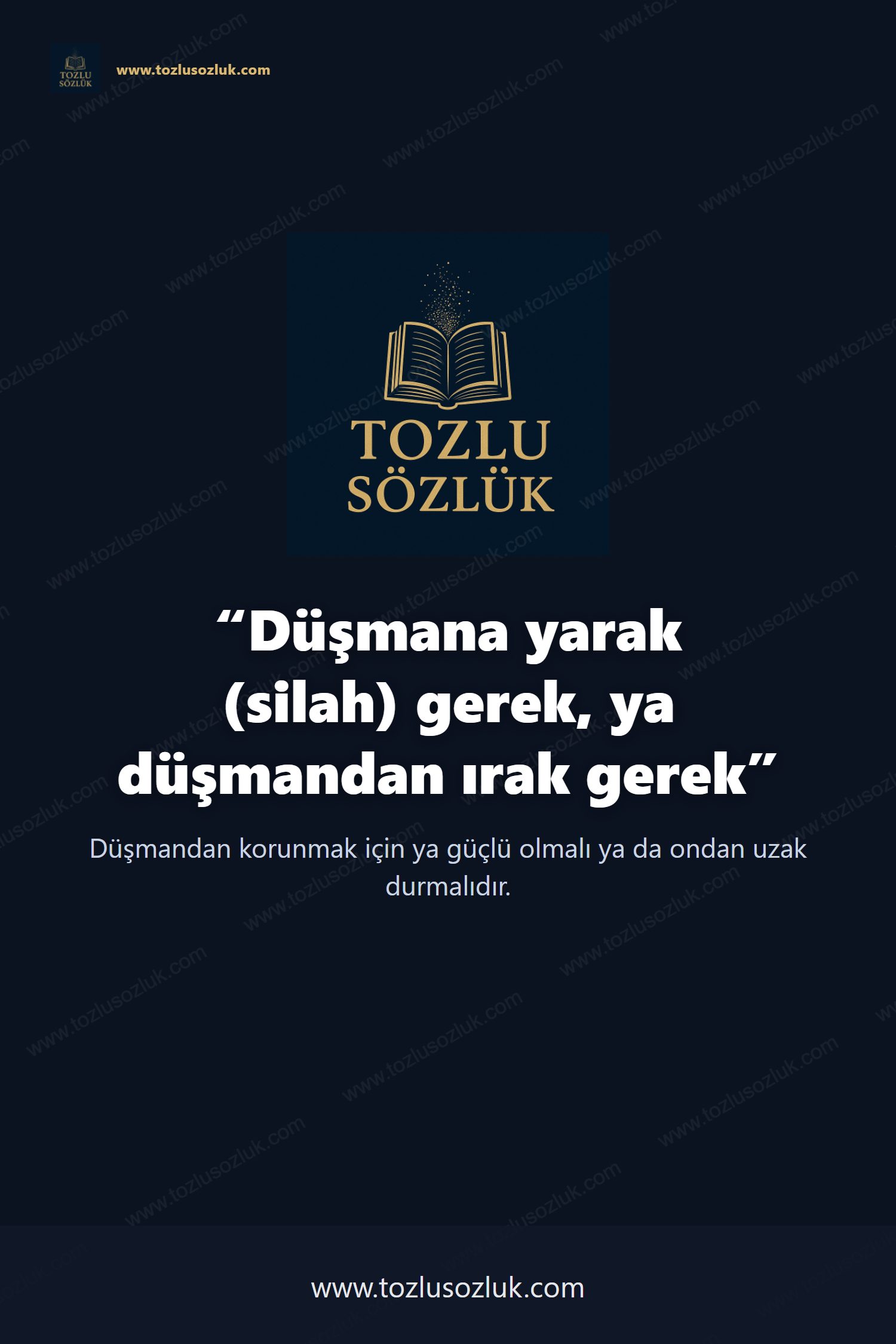 Düşmana yarak (silah) gerek, ya düşmandan ırak gerek Pinterest görseli