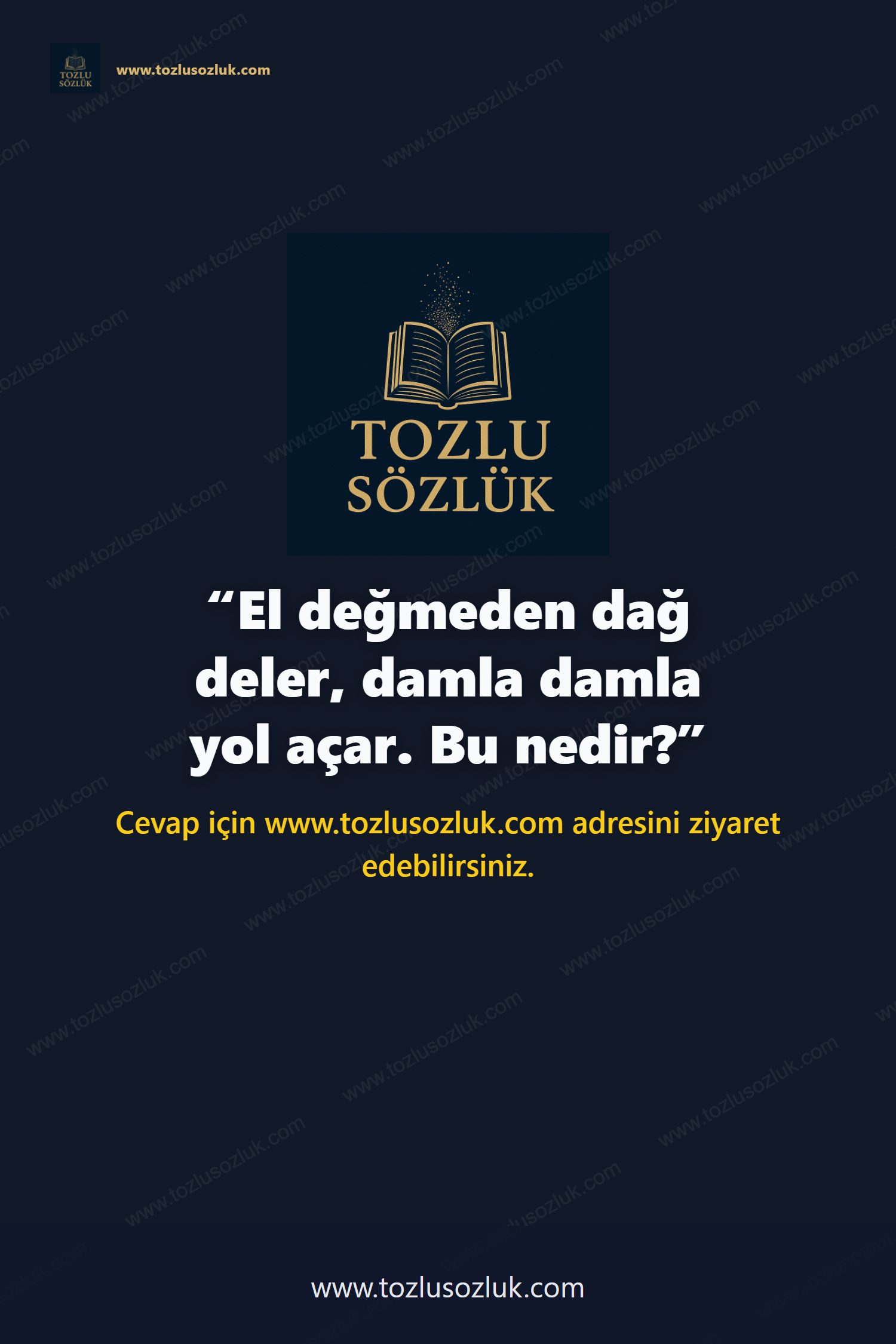 El değmeden dağ deler, damla damla yol açar. Bu nedir? Pinterest görseli