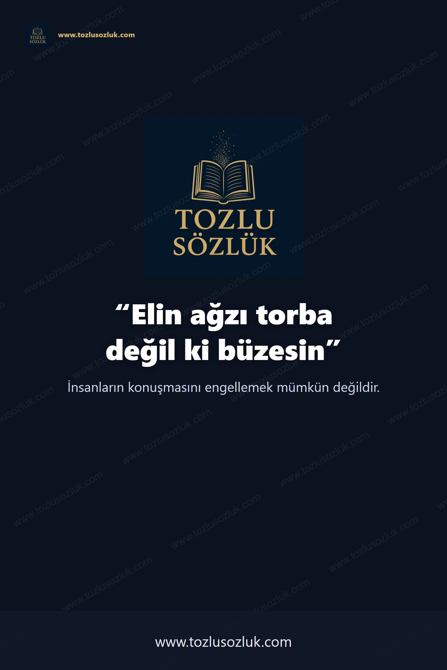 Elin ağzı torba değil ki büzesin Pinterest görseli