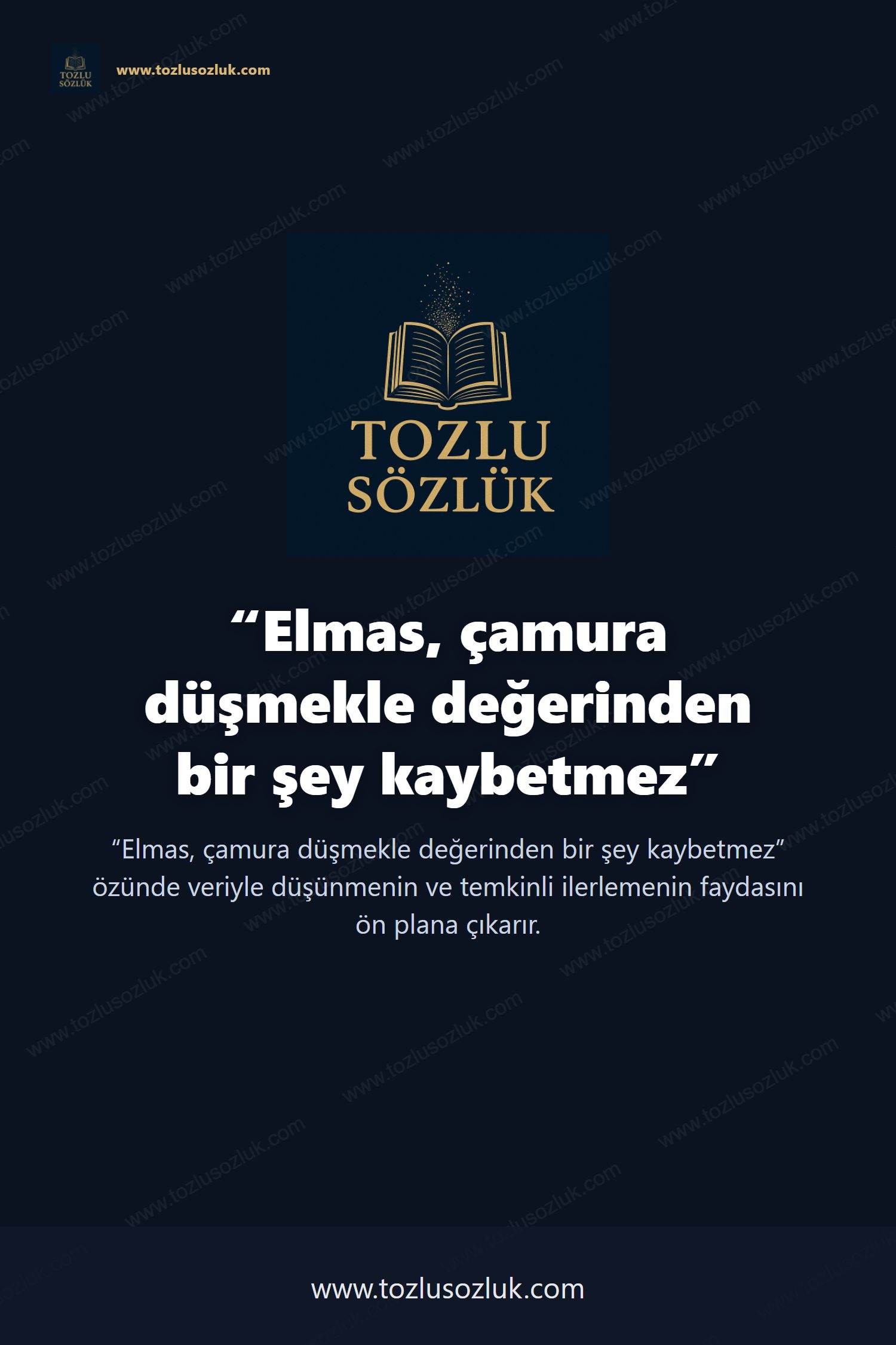 Elmas, çamura düşmekle değerinden bir şey kaybetmez Pinterest görseli