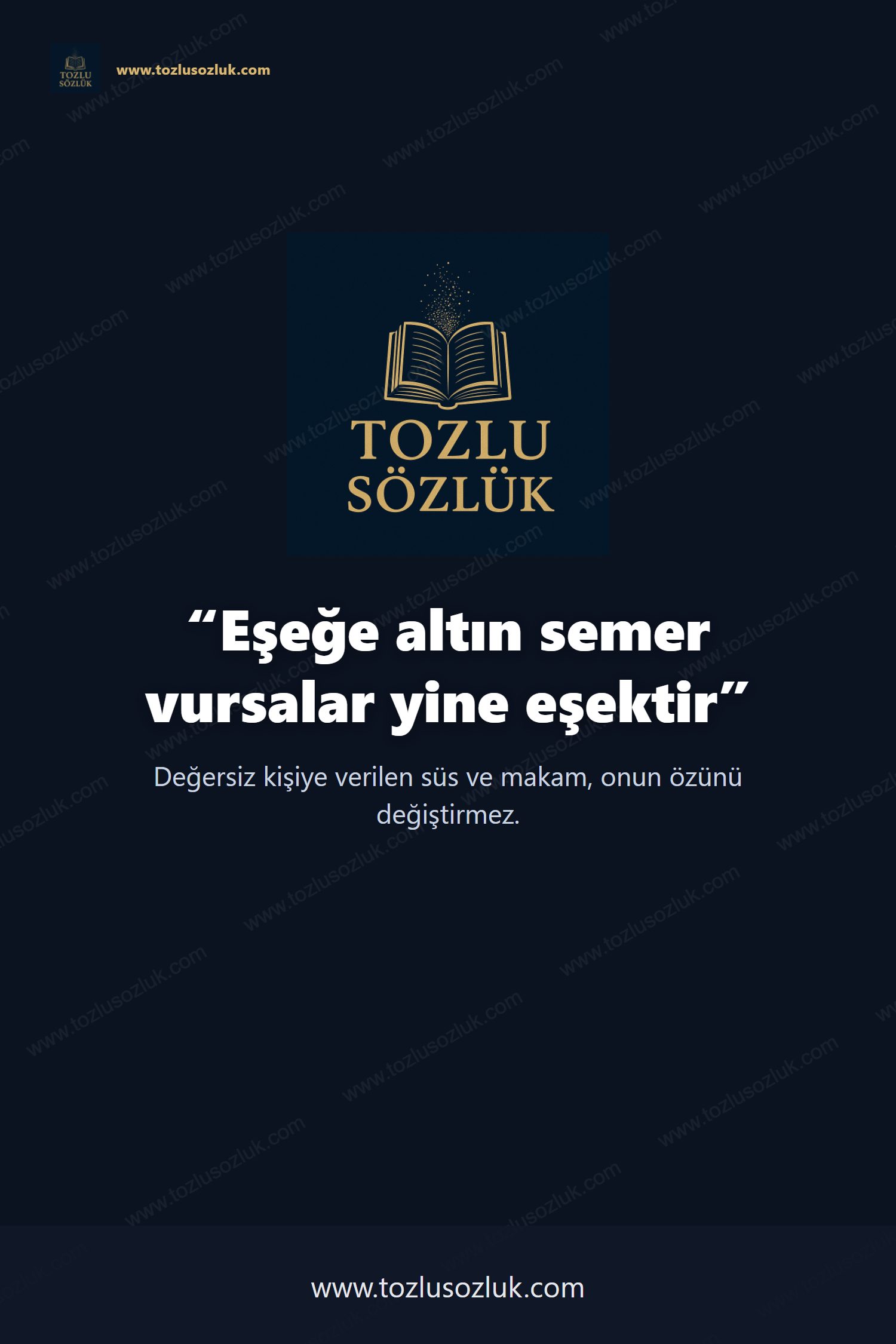 Eşeğe altın semer vursalar yine eşektir Pinterest görseli