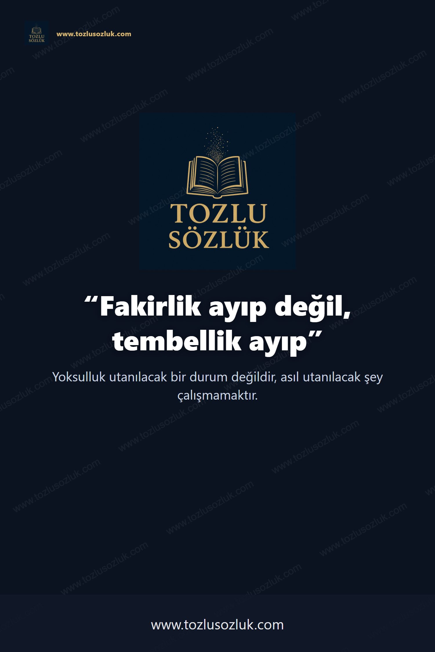 Fakirlik ayıp değil, tembellik ayıp Pinterest görseli