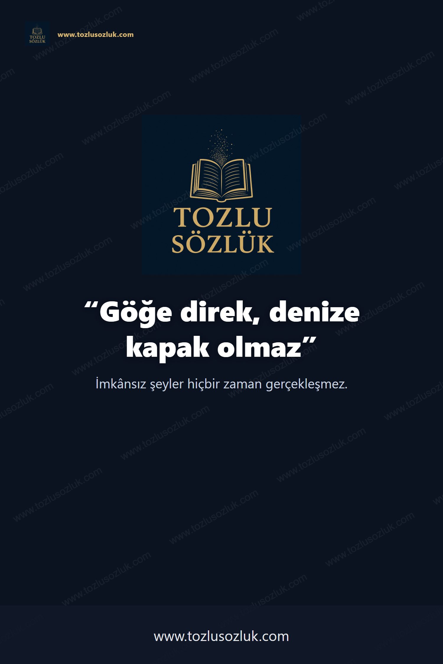 Göğe direk, denize kapak olmaz Pinterest görseli