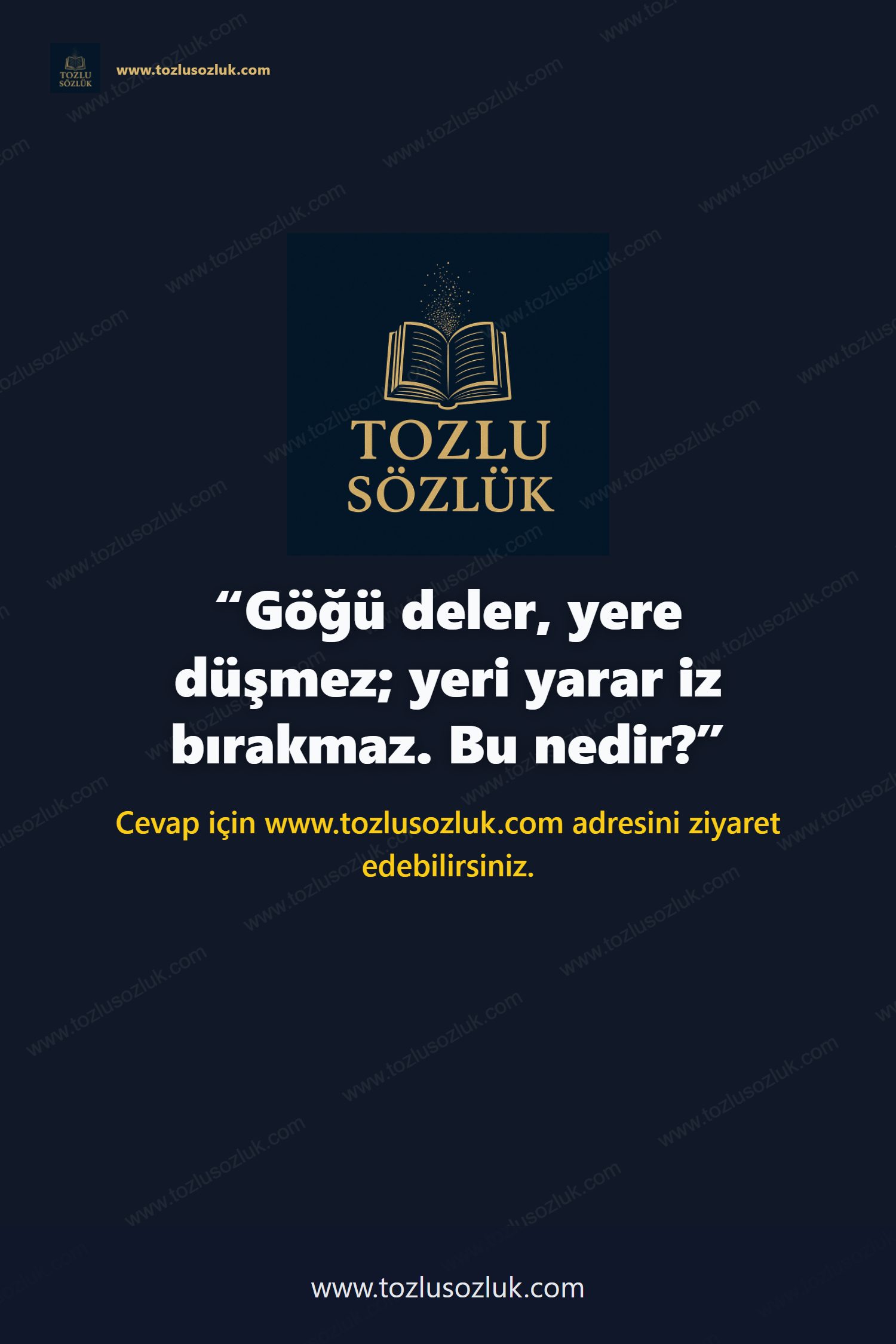 Göğü deler, yere düşmez; yeri yarar iz bırakmaz. Bu nedir? Pinterest görseli