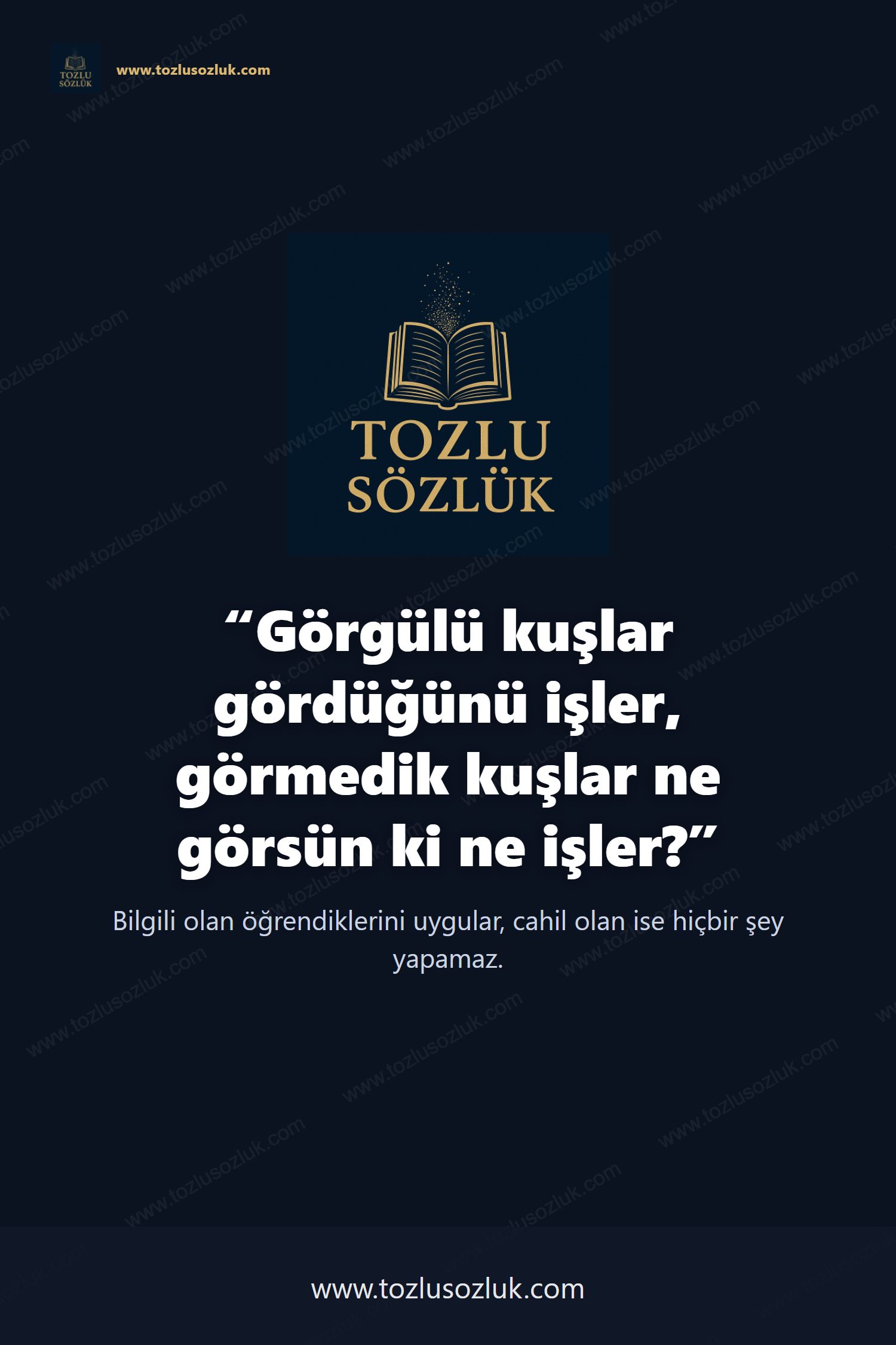 Görgülü kuşlar gördüğünü işler, görmedik kuşlar ne görsün ki ne işler? Pinterest görseli