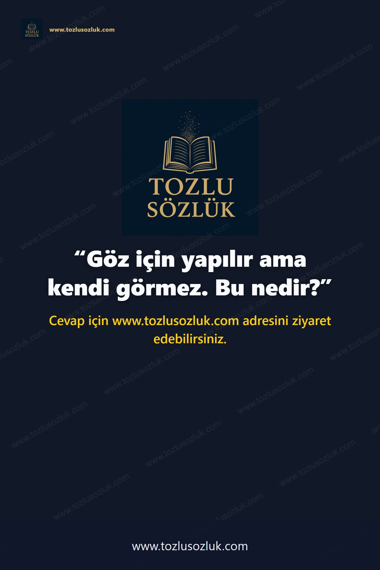 Göz için yapılır ama kendi görmez. Bu nedir? Pinterest görseli