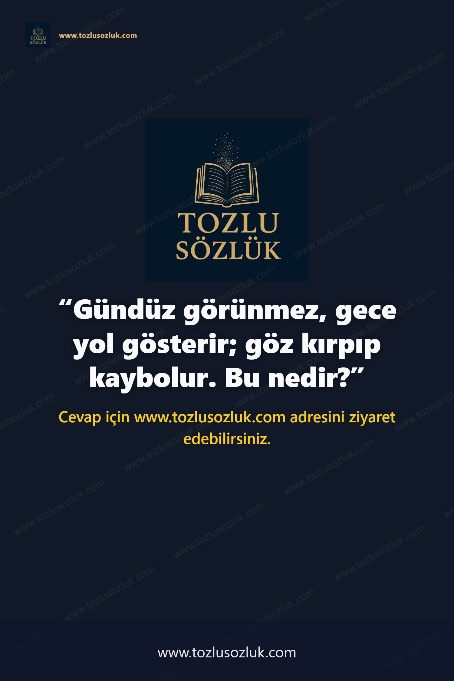 Gündüz görünmez, gece yol gösterir; göz kırpıp kaybolur. Bu nedir? Pinterest görseli