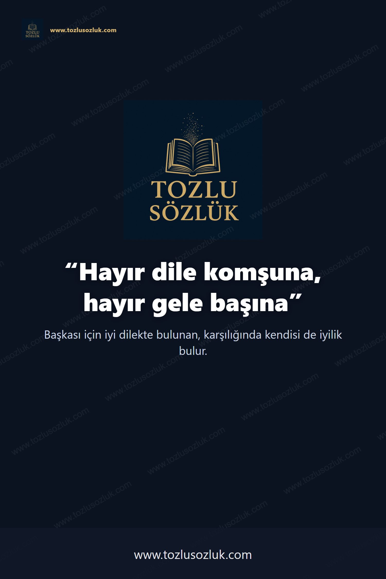 Hayır dile komşuna, hayır gele başına Pinterest görseli